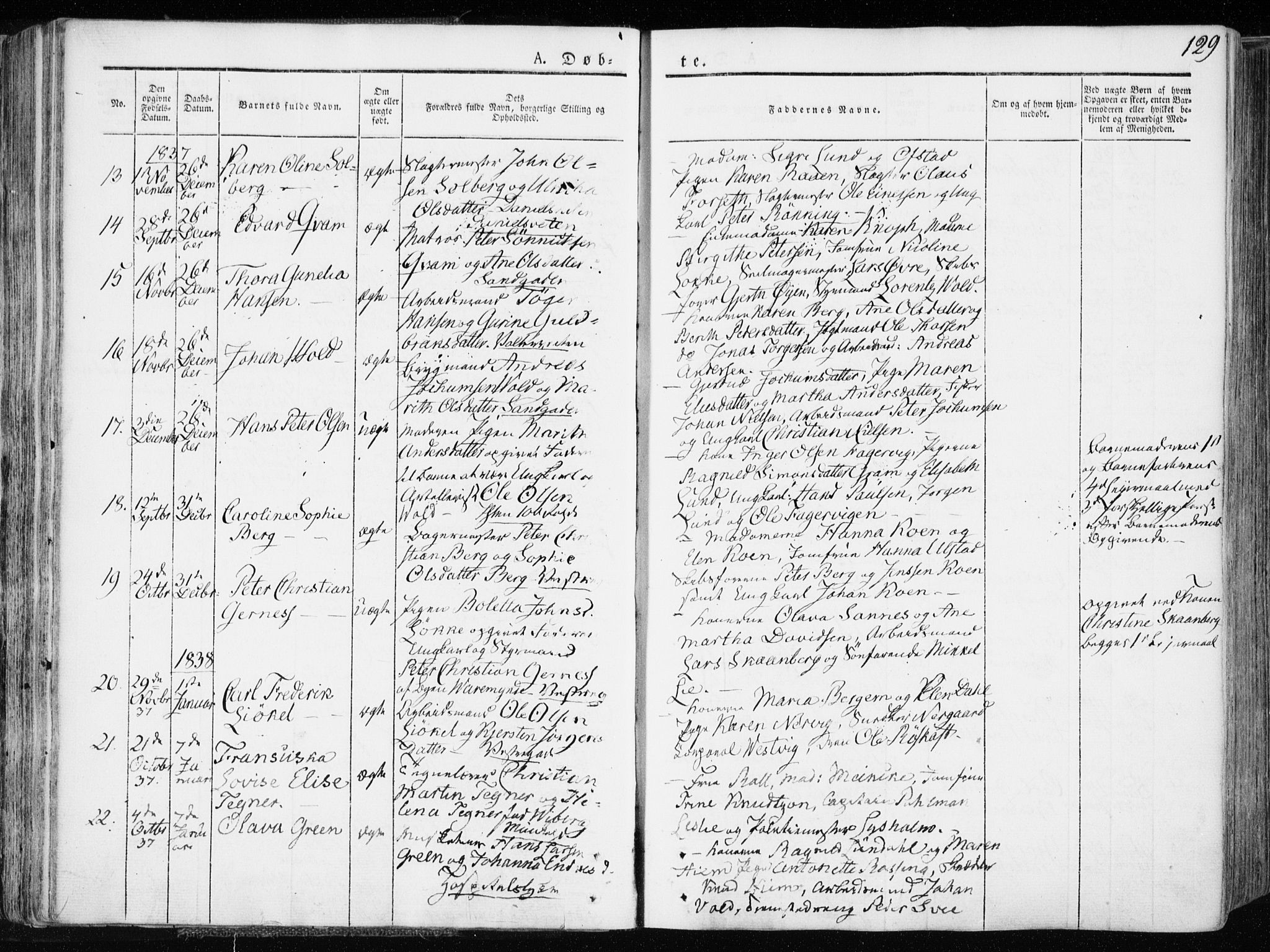 Ministerialprotokoller, klokkerbøker og fødselsregistre - Sør-Trøndelag, SAT/A-1456/601/L0047: Parish register (official) no. 601A15, 1831-1839, p. 129