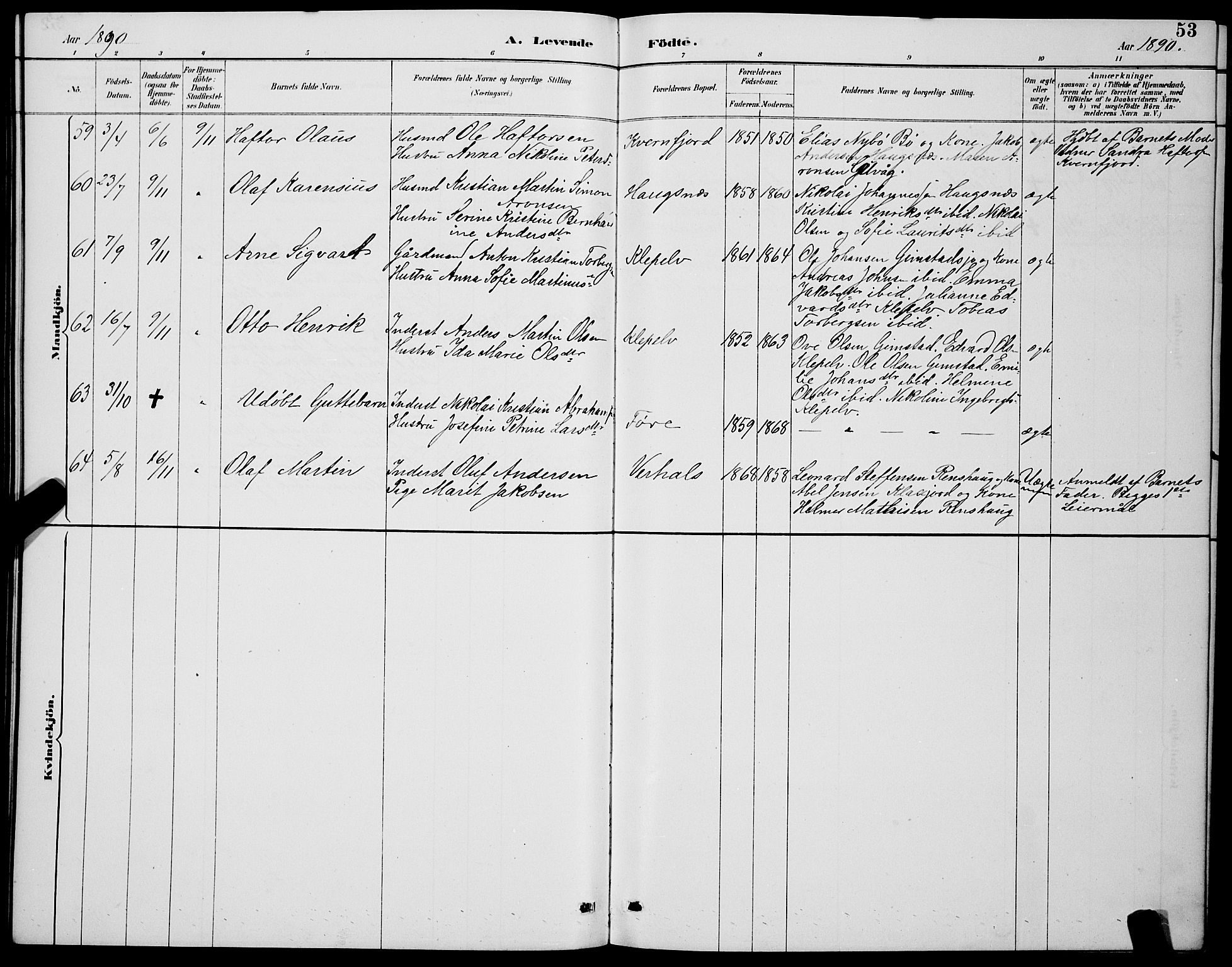 Ministerialprotokoller, klokkerbøker og fødselsregistre - Nordland, AV/SAT-A-1459/891/L1315: Parish register (copy) no. 891C04, 1886-1893, p. 53