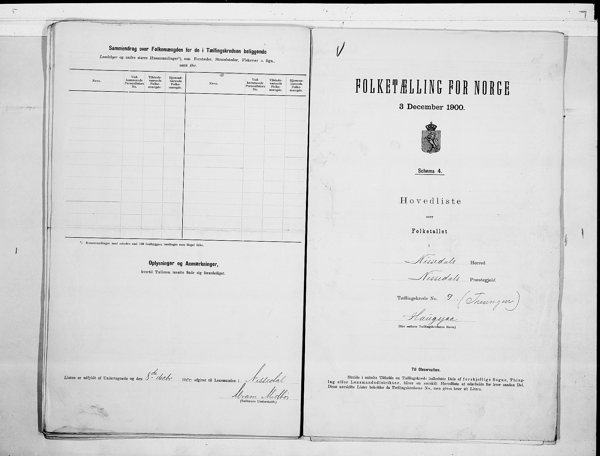 SAKO, 1900 census for Nissedal, 1900, p. 20