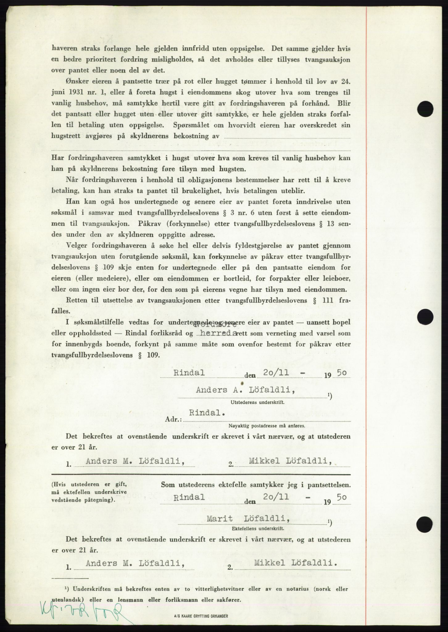 Nordmøre sorenskriveri, AV/SAT-A-4132/1/2/2Ca: Mortgage book no. B106, 1950-1950, Diary no: : 4140/1950