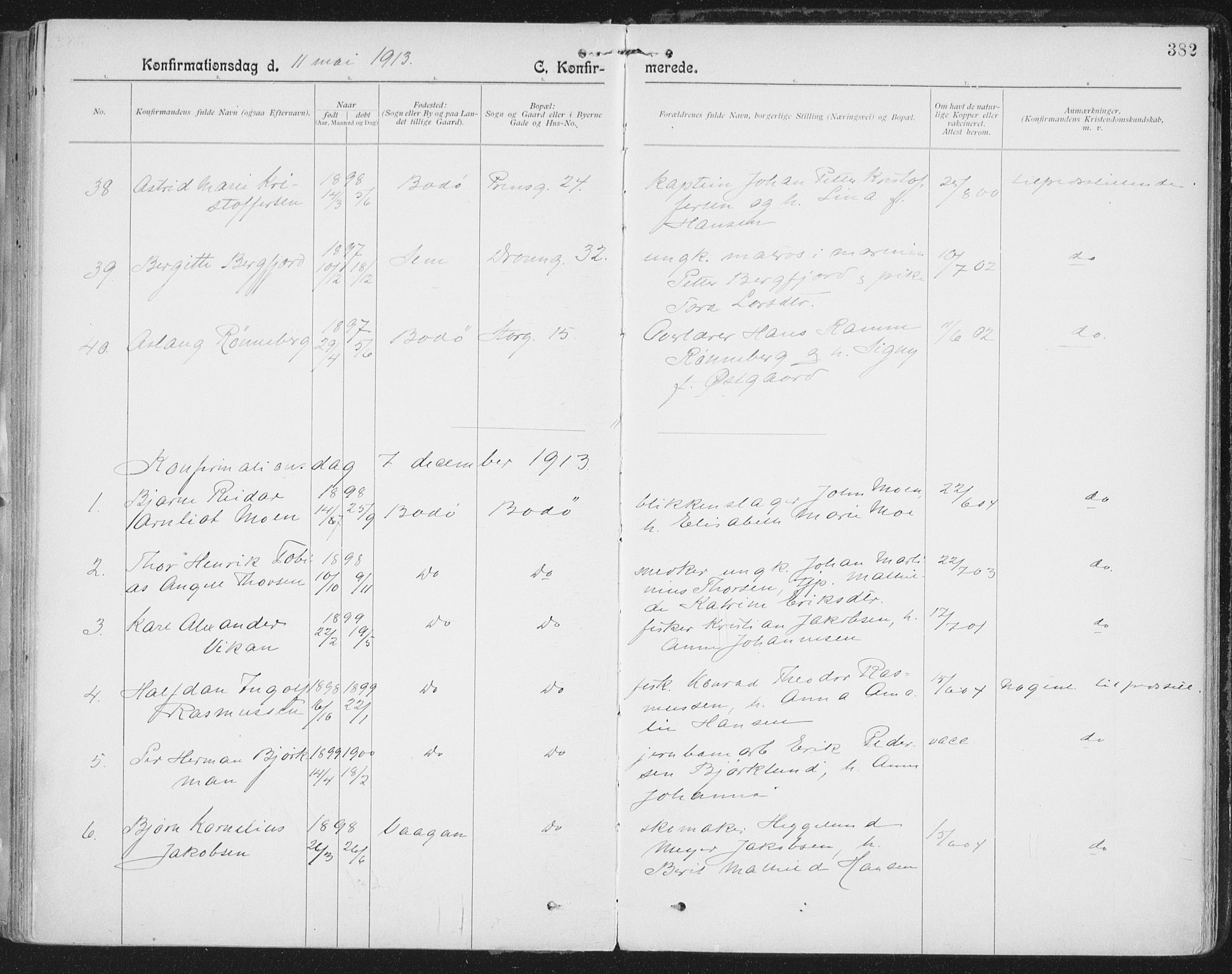 Ministerialprotokoller, klokkerbøker og fødselsregistre - Nordland, AV/SAT-A-1459/801/L0011: Parish register (official) no. 801A11, 1900-1916, p. 382