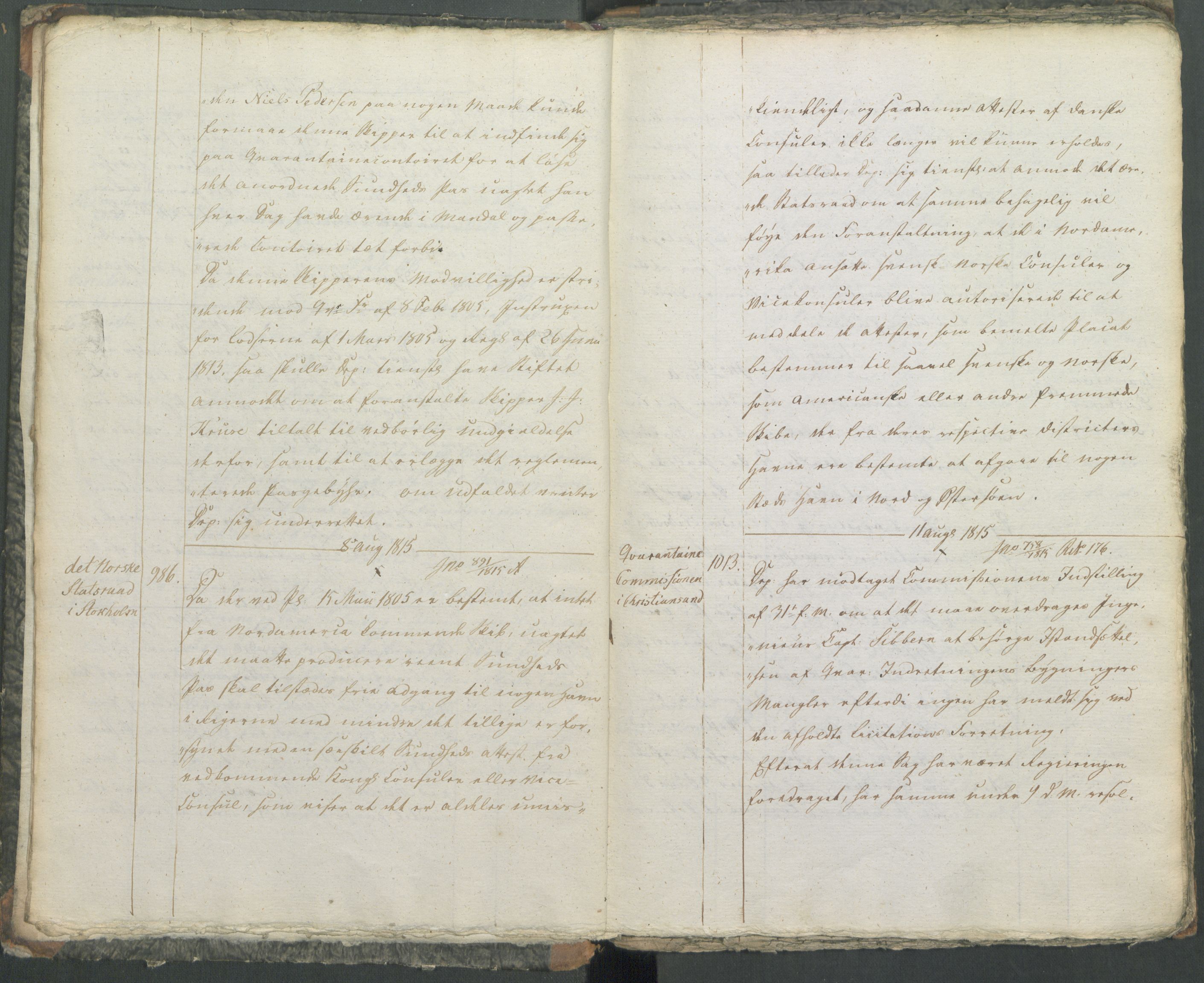 Marinedepartementet/ Marine- og postdepartementet, AV/RA-RAFA-3792/B/Ba/L0004: Marinedepartements kopibok for karantenevesenet, 1814-1818