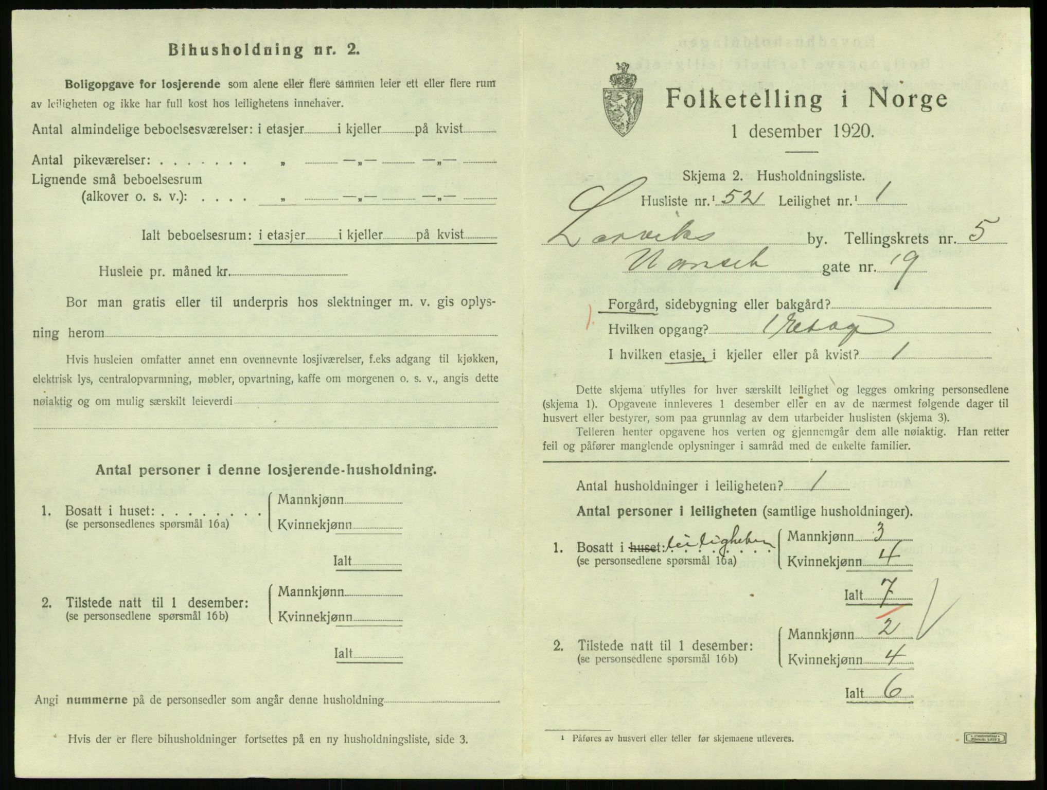 SAKO, 1920 census for Larvik, 1920, p. 5056