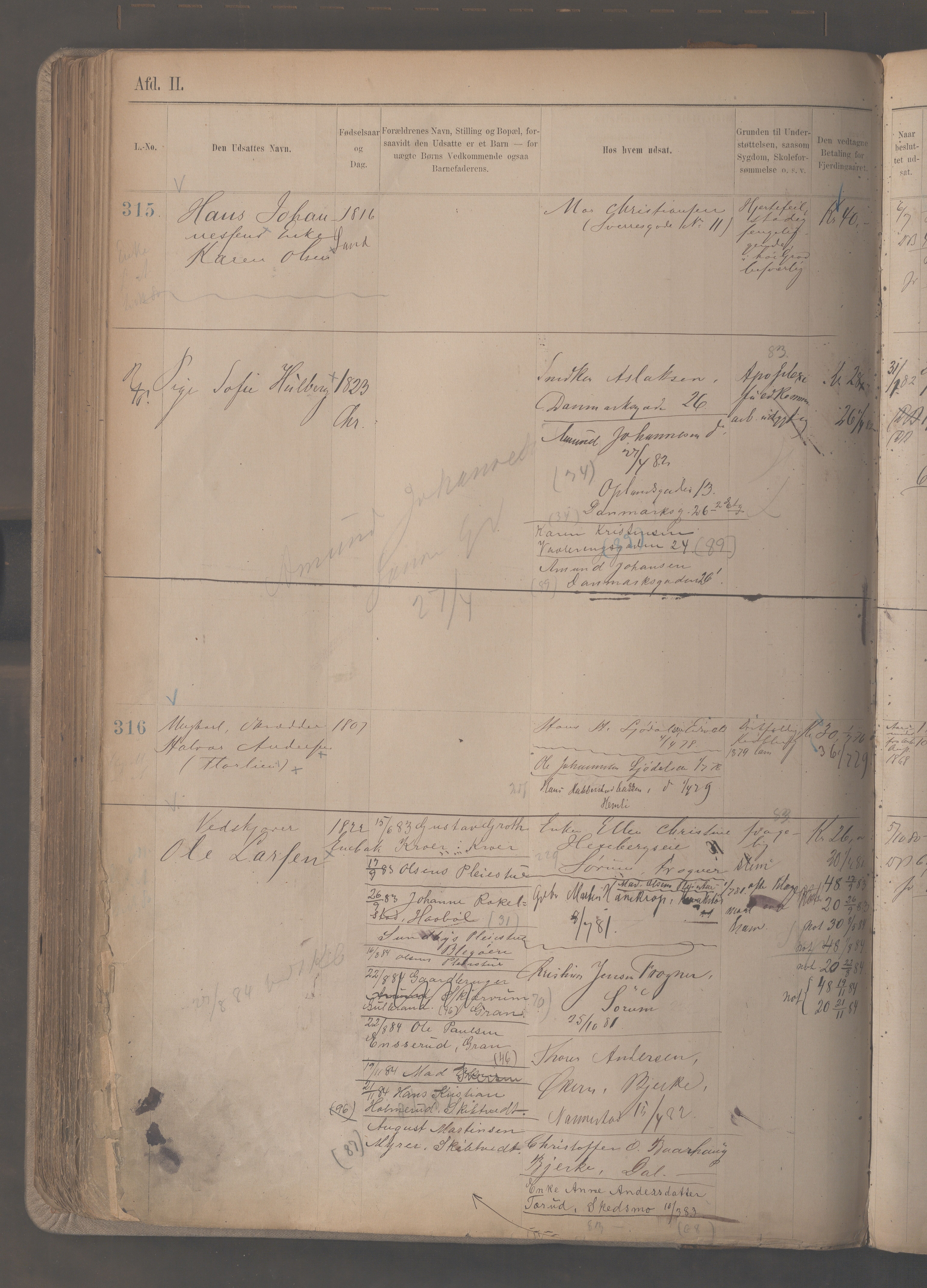 Fattigvesenet, OBA/A-20045/H/Hc/L0002: Manntallsprotokoll. Mnr. 1-592, 1879-1887, p. 331