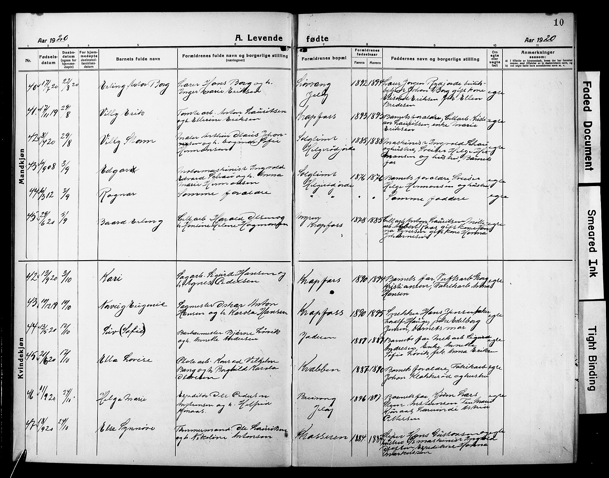 Moss prestekontor Kirkebøker, AV/SAO-A-2003/G/Gb/L0004: Parish register (copy) no. II 4, 1920-1932, p. 10