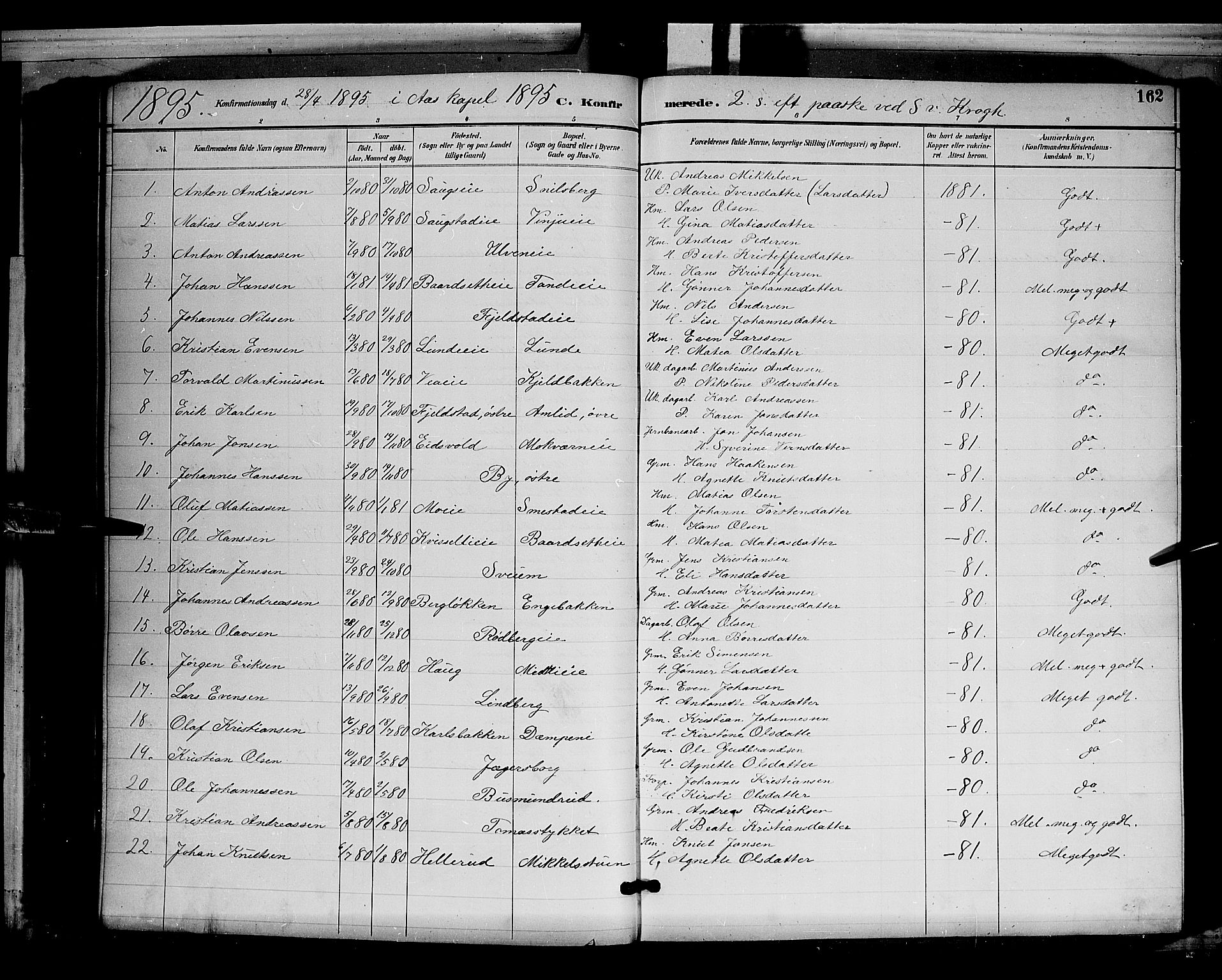 Ringsaker prestekontor, SAH/PREST-014/L/La/L0012: Parish register (copy) no. 12, 1891-1902, p. 162