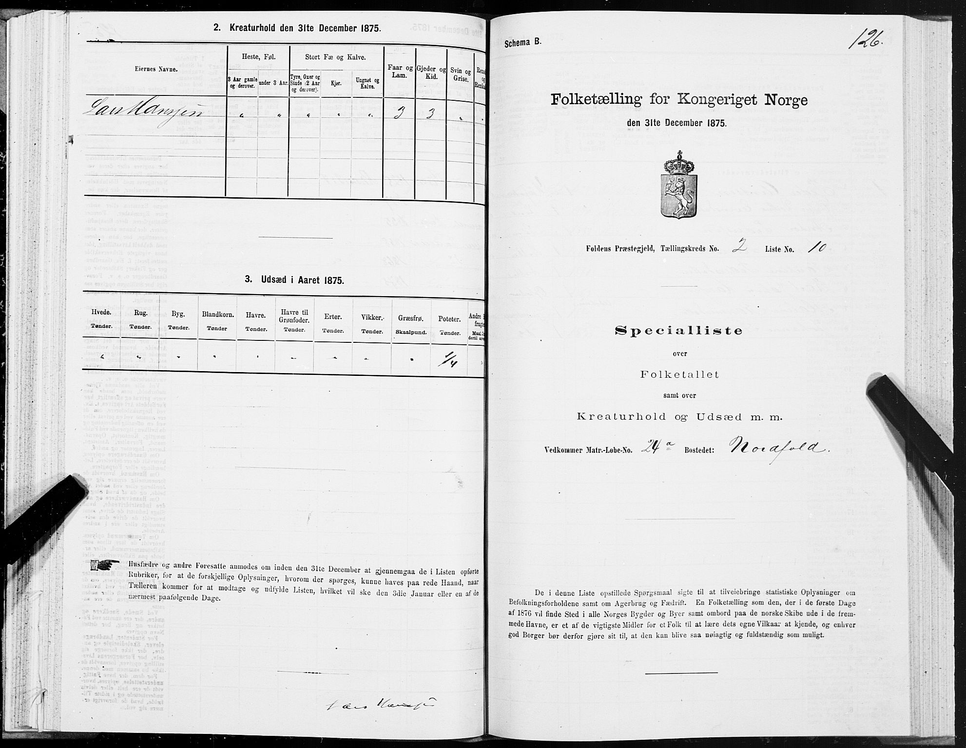 SAT, 1875 census for 1845P Folda, 1875, p. 1126