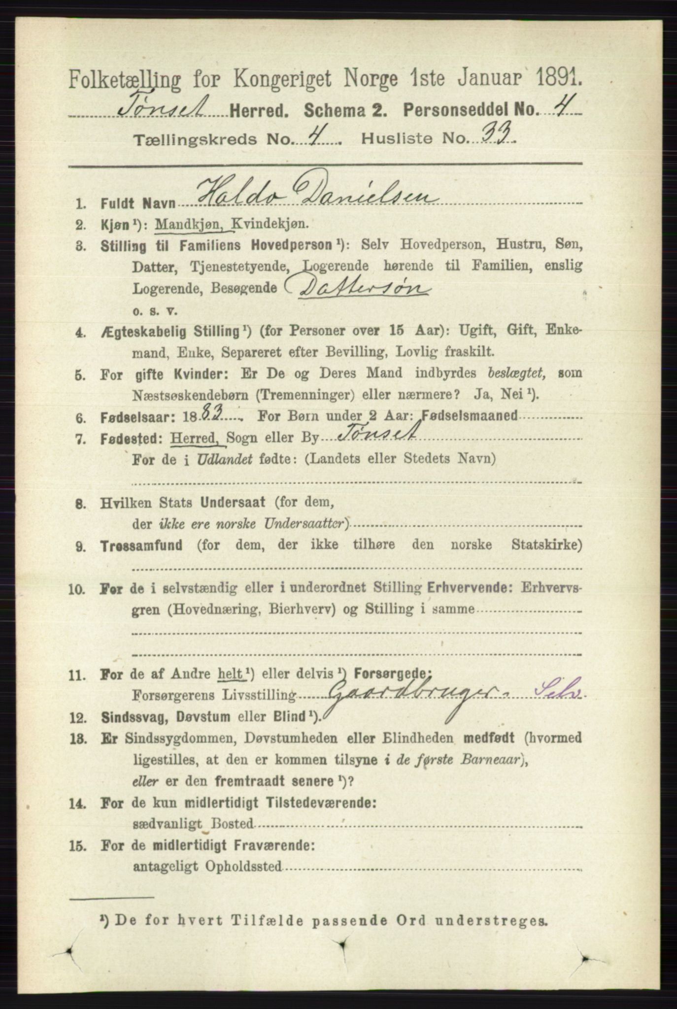 RA, 1891 census for 0437 Tynset, 1891, p. 953