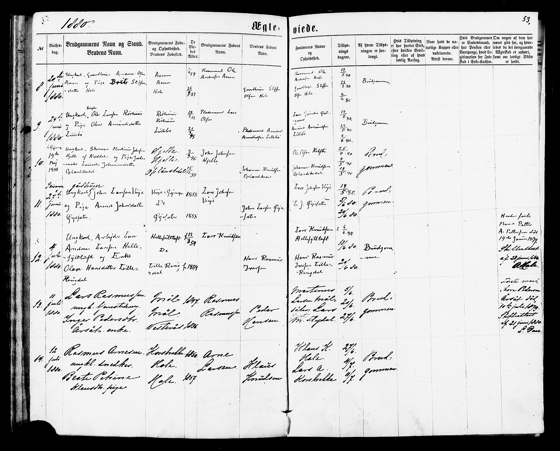 Ministerialprotokoller, klokkerbøker og fødselsregistre - Møre og Romsdal, SAT/A-1454/517/L0224: Parish register (official) no. 517A04, 1853-1880, p. 53