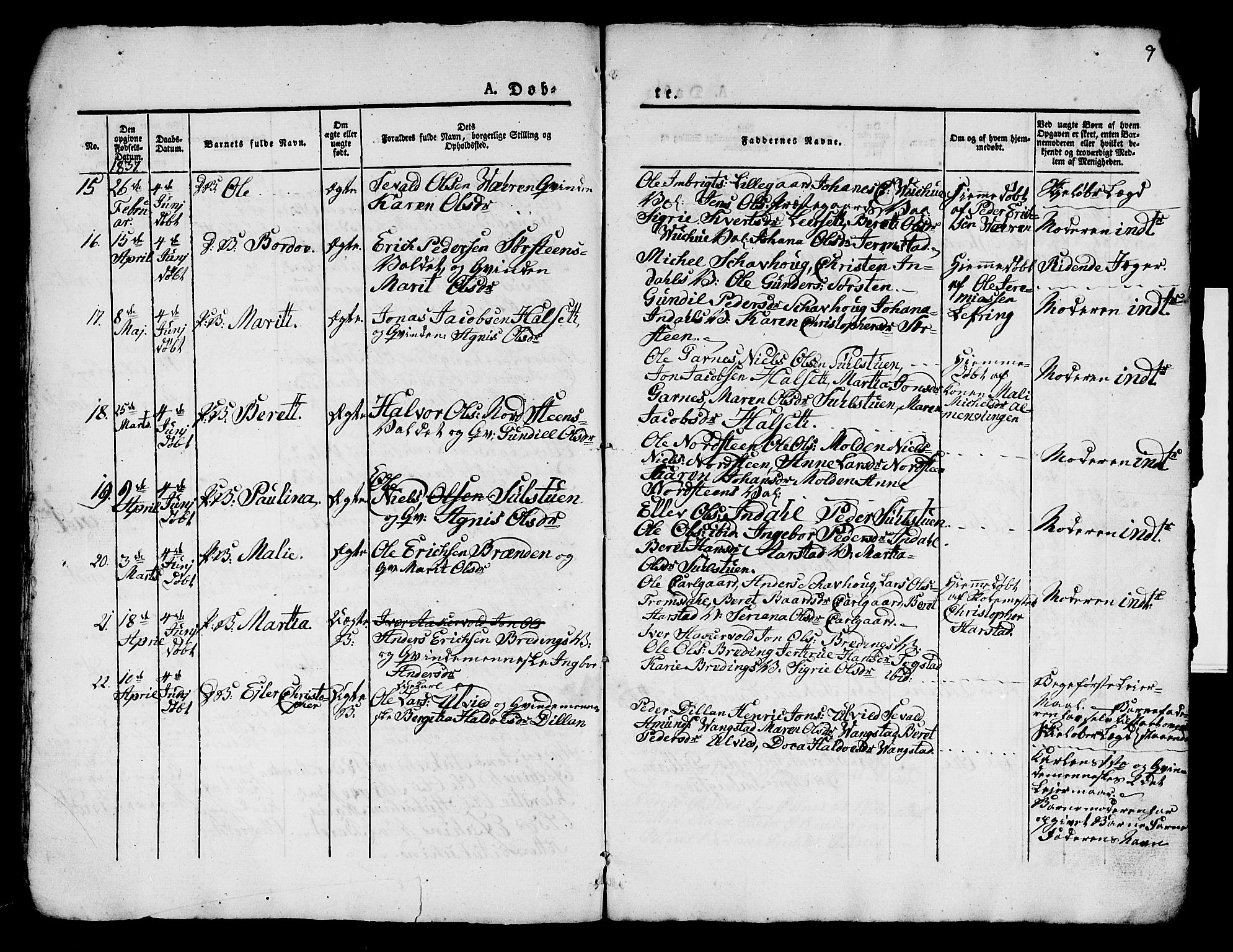 Ministerialprotokoller, klokkerbøker og fødselsregistre - Nord-Trøndelag, AV/SAT-A-1458/724/L0266: Parish register (copy) no. 724C02, 1836-1843, p. 9