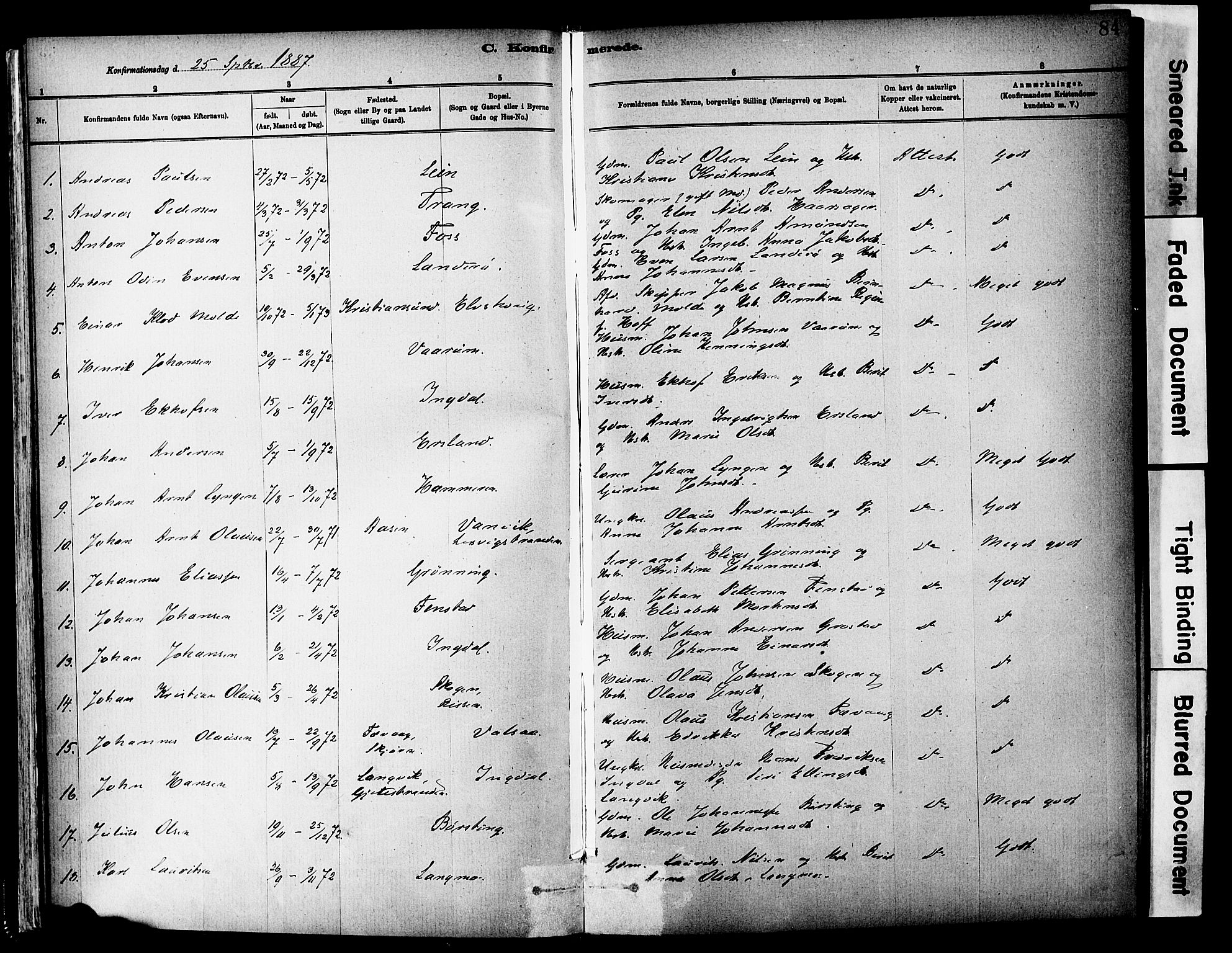 Ministerialprotokoller, klokkerbøker og fødselsregistre - Sør-Trøndelag, SAT/A-1456/646/L0615: Parish register (official) no. 646A13, 1885-1900, p. 84