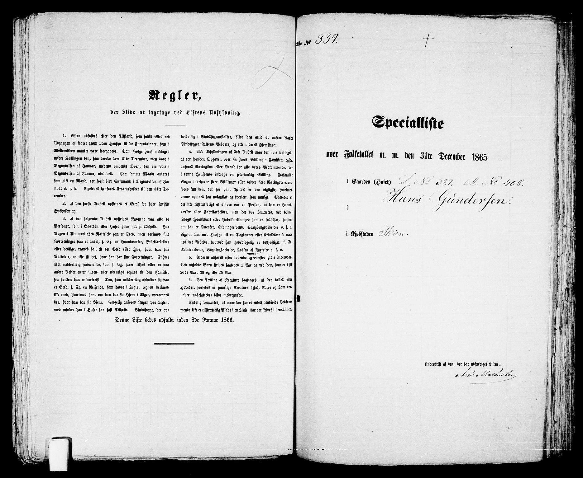 RA, 1865 census for Skien, 1865, p. 692