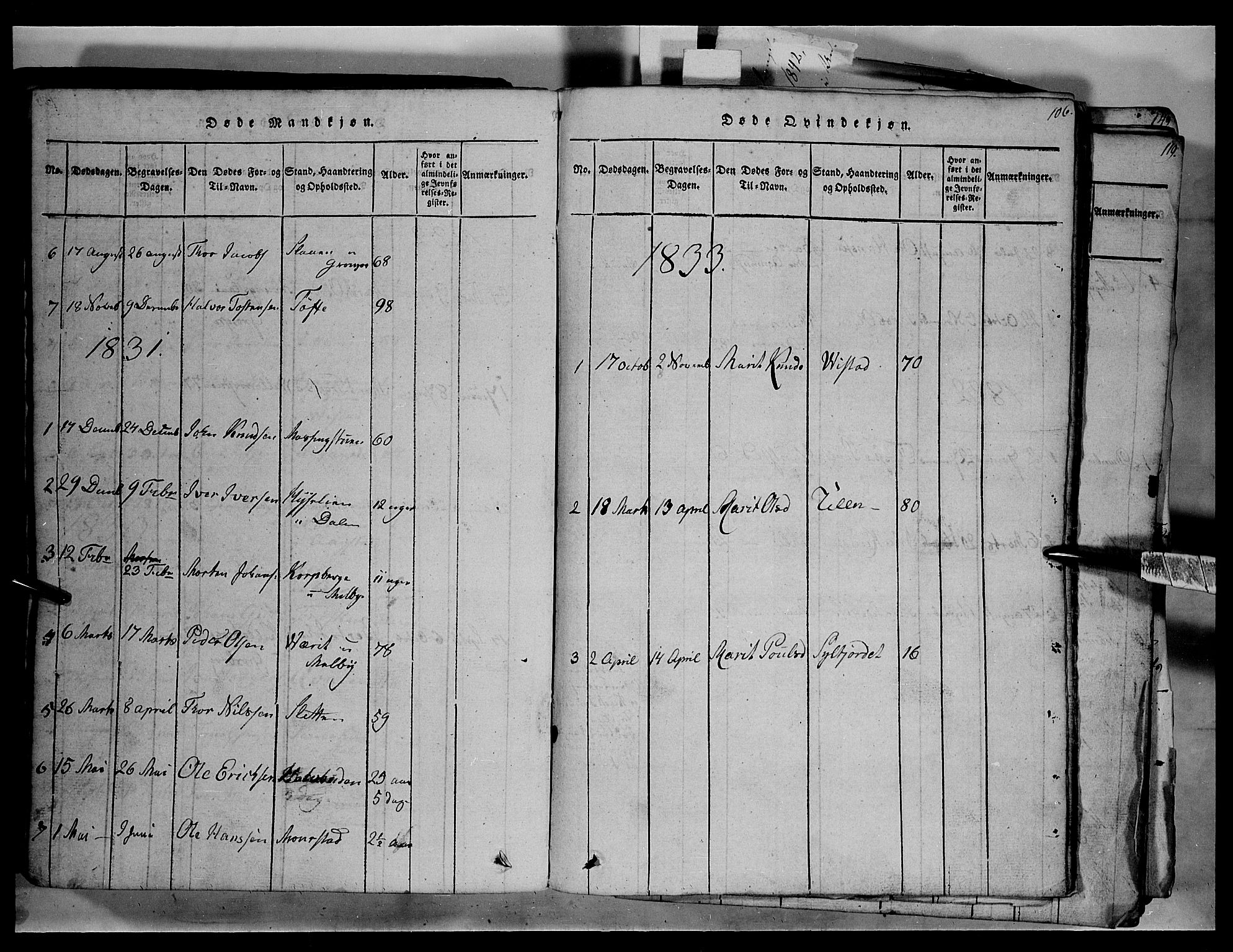 Fron prestekontor, SAH/PREST-078/H/Ha/Hab/L0003: Parish register (copy) no. 3, 1816-1850, p. 106