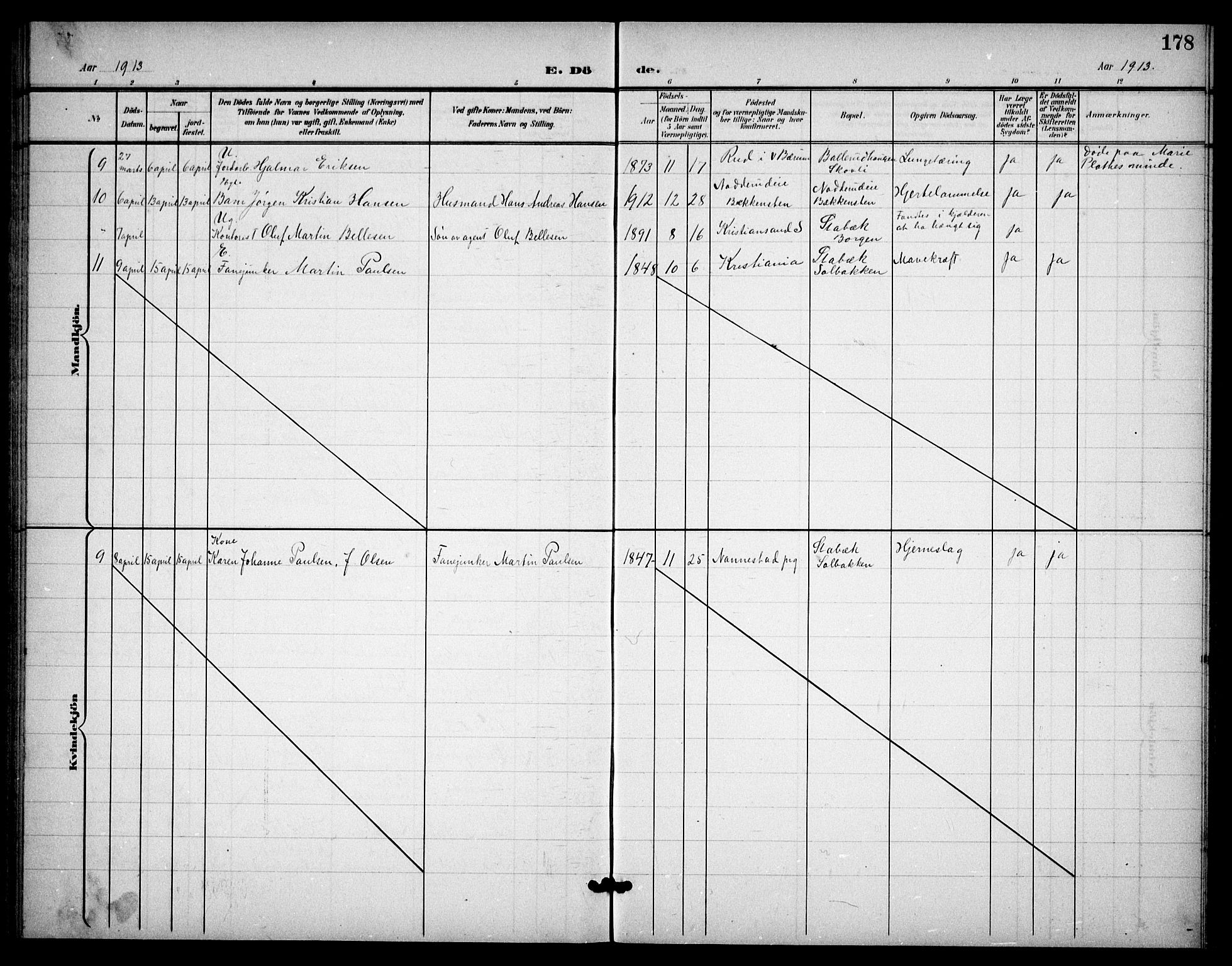 Østre Bærum prestekontor Kirkebøker, AV/SAO-A-10887/G/Ga/L0001: Parish register (copy) no. 1, 1898-1913, p. 178