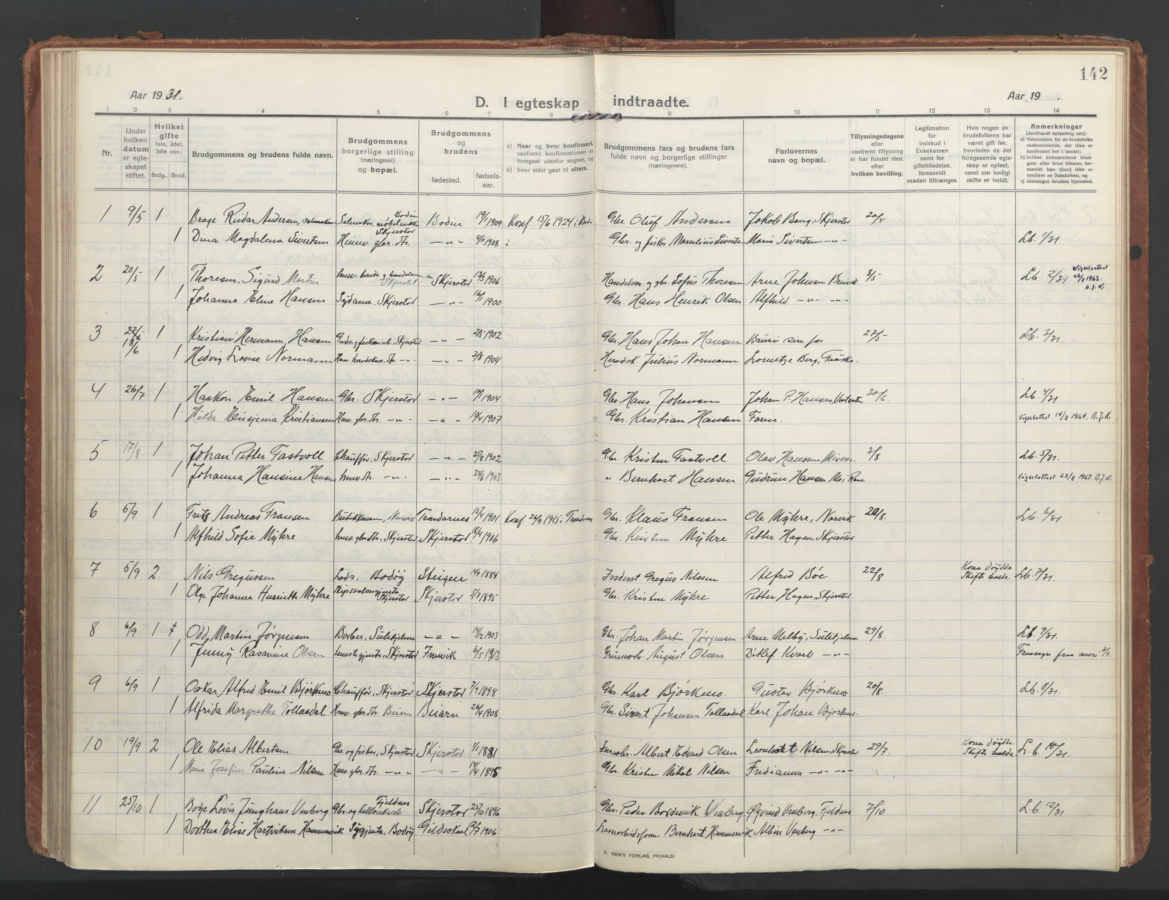 Ministerialprotokoller, klokkerbøker og fødselsregistre - Nordland, SAT/A-1459/852/L0748: Parish register (official) no. 852A18, 1913-1932, p. 142