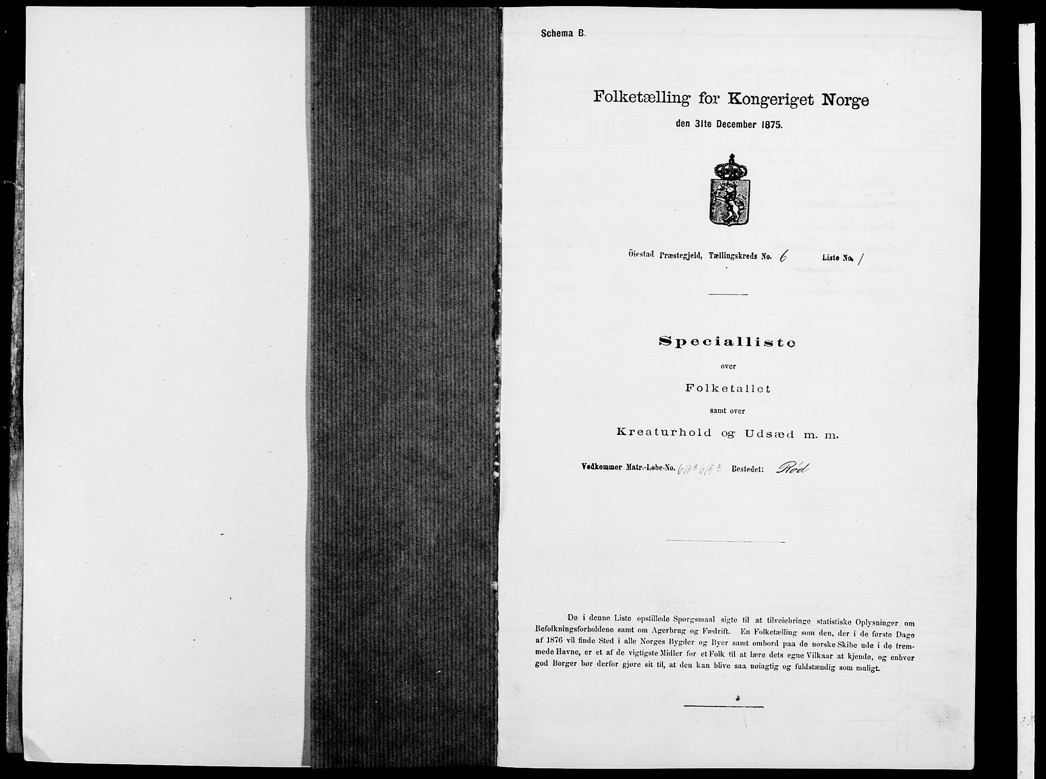 SAK, 1875 census for 0920P Øyestad, 1875, p. 695