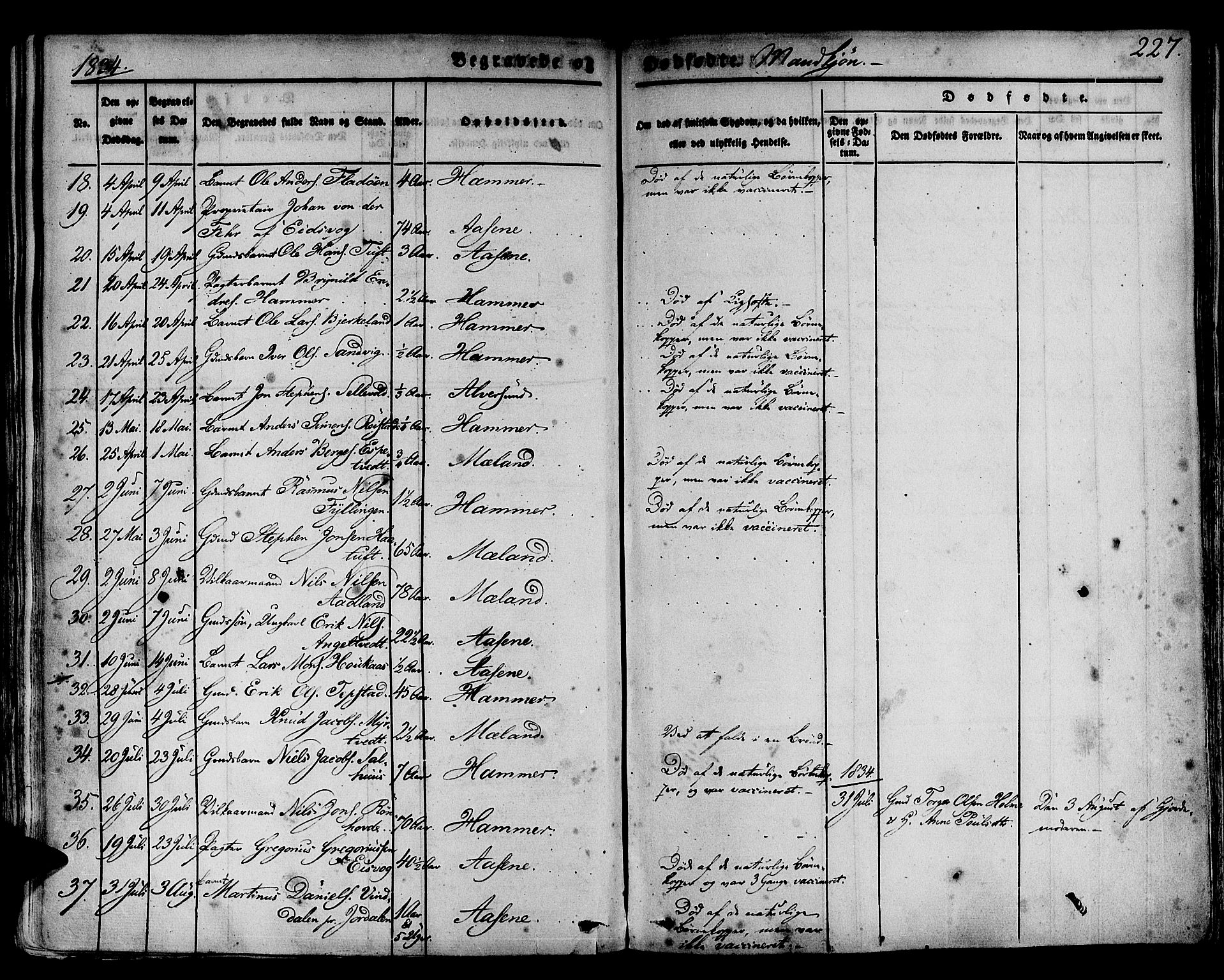 Hamre sokneprestembete, AV/SAB-A-75501/H/Ha/Haa/Haaa/L0011: Parish register (official) no. A 11, 1826-1834, p. 227