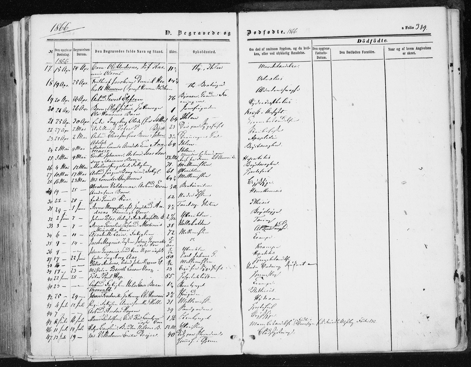 Ministerialprotokoller, klokkerbøker og fødselsregistre - Sør-Trøndelag, SAT/A-1456/602/L0115: Parish register (official) no. 602A13, 1860-1872, p. 389