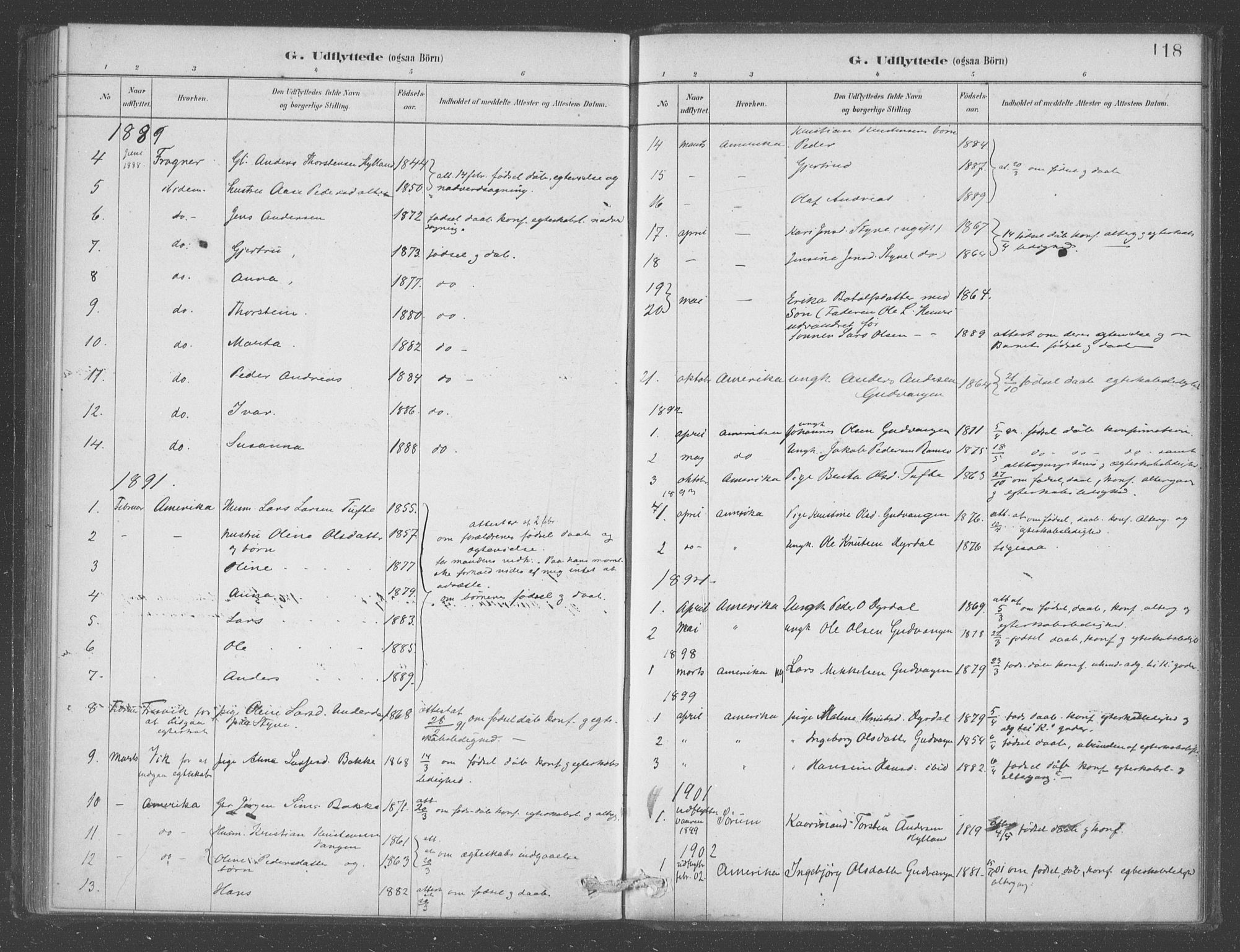 Aurland sokneprestembete, SAB/A-99937/H/Ha/Had/L0001: Parish register (official) no. D  1, 1880-1903, p. 118
