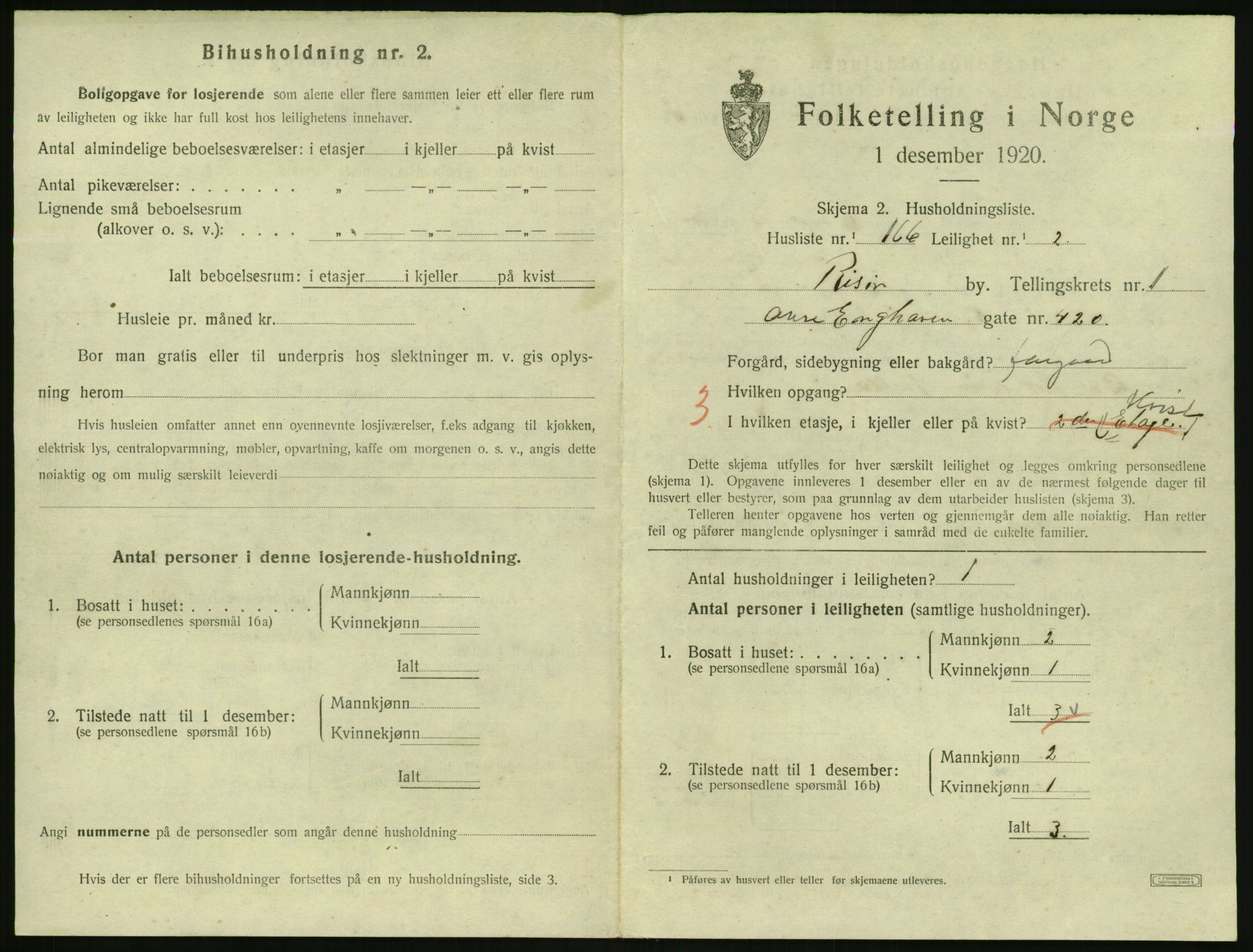 SAK, 1920 census for Risør, 1920, p. 1753