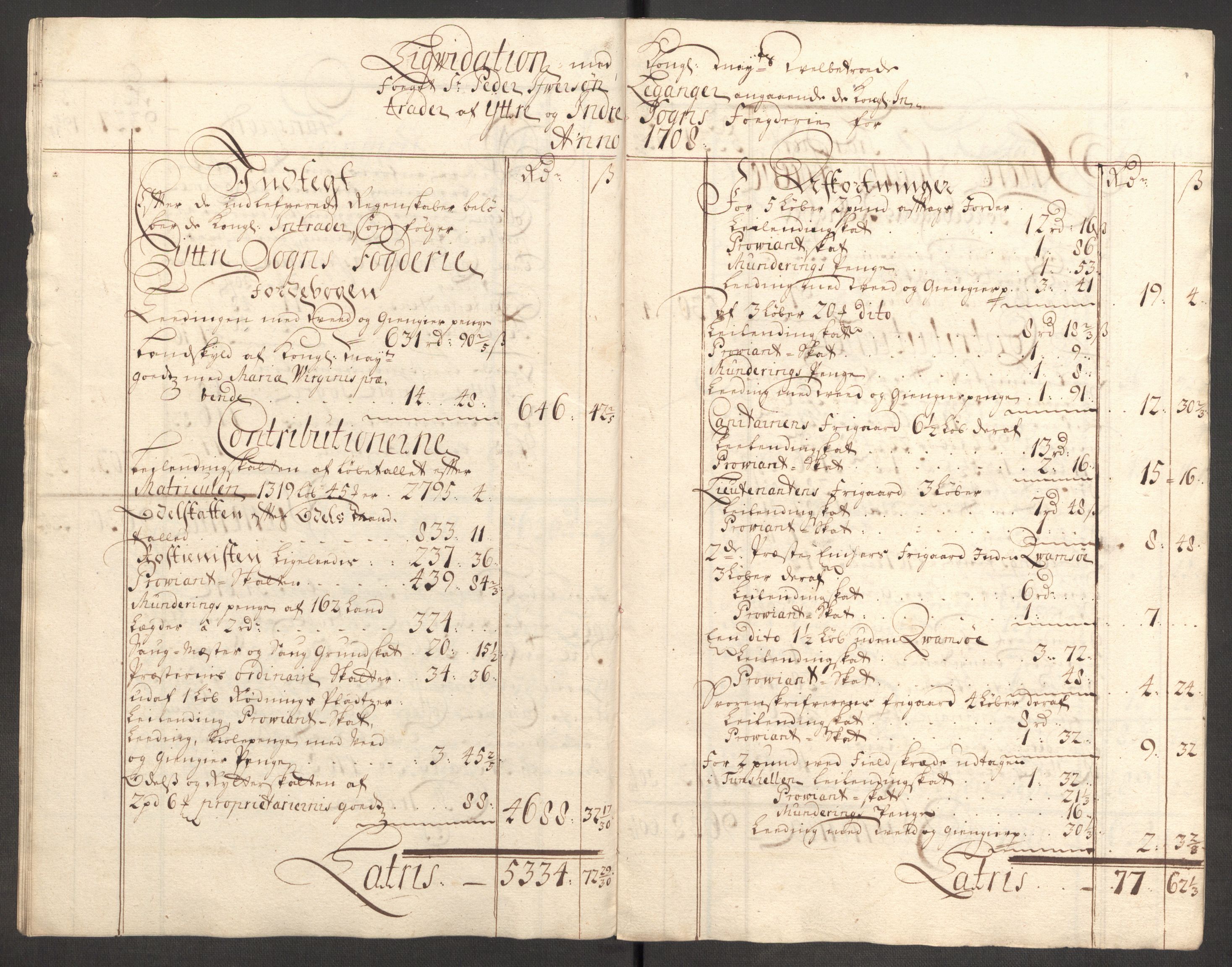 Rentekammeret inntil 1814, Reviderte regnskaper, Fogderegnskap, AV/RA-EA-4092/R52/L3315: Fogderegnskap Sogn, 1708, p. 420