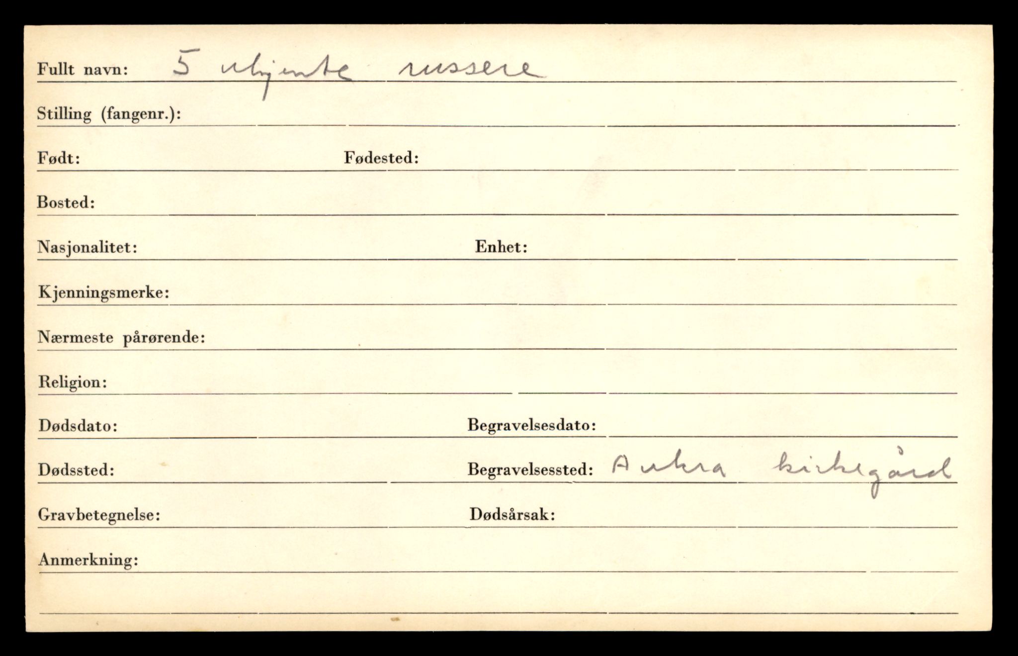 Distriktskontoret for krigsgraver, AV/SAT-A-5030/E/L0005: Kasett/kartotek over falne Britiske og tyske solater, samt andre nasjoners krigsgraver, 1945, p. 499