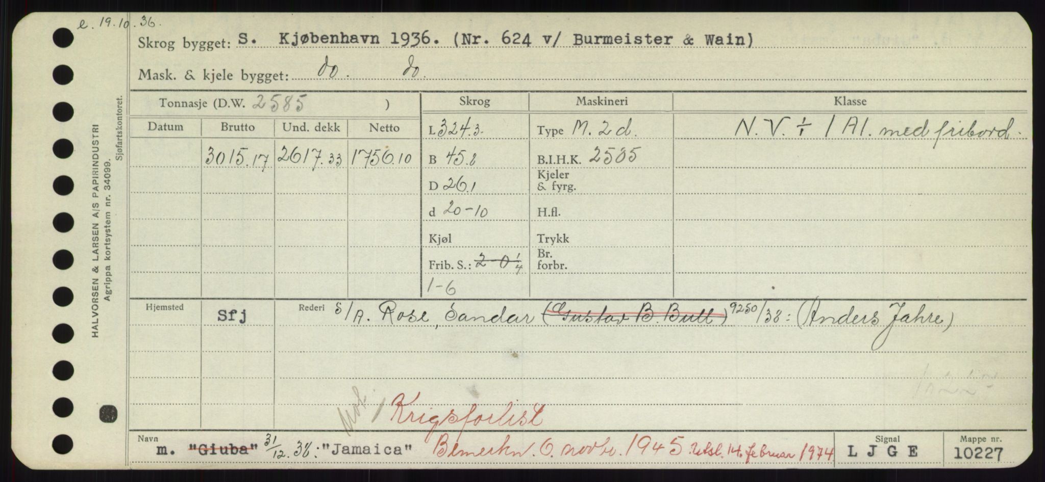 Sjøfartsdirektoratet med forløpere, Skipsmålingen, RA/S-1627/H/Hd/L0019: Fartøy, J, p. 85