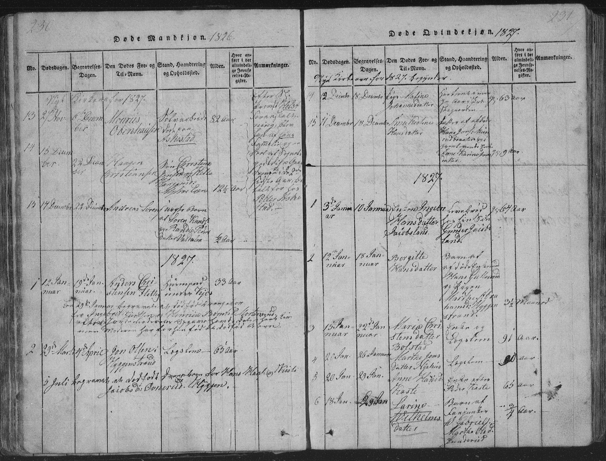Røyken kirkebøker, SAKO/A-241/G/Ga/L0003: Parish register (copy) no. 3, 1814-1856, p. 230-231