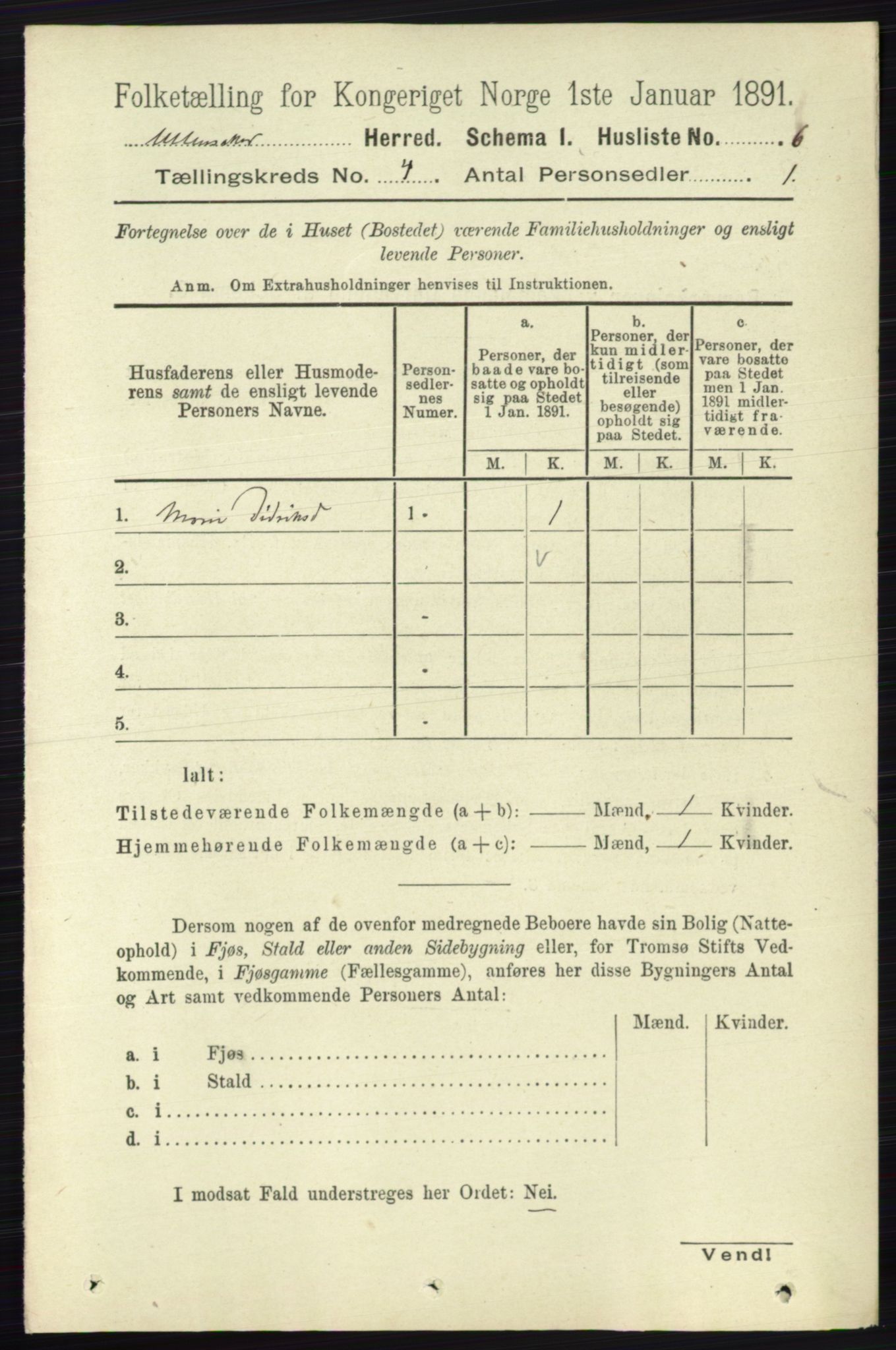 RA, 1891 census for 0235 Ullensaker, 1891, p. 1440