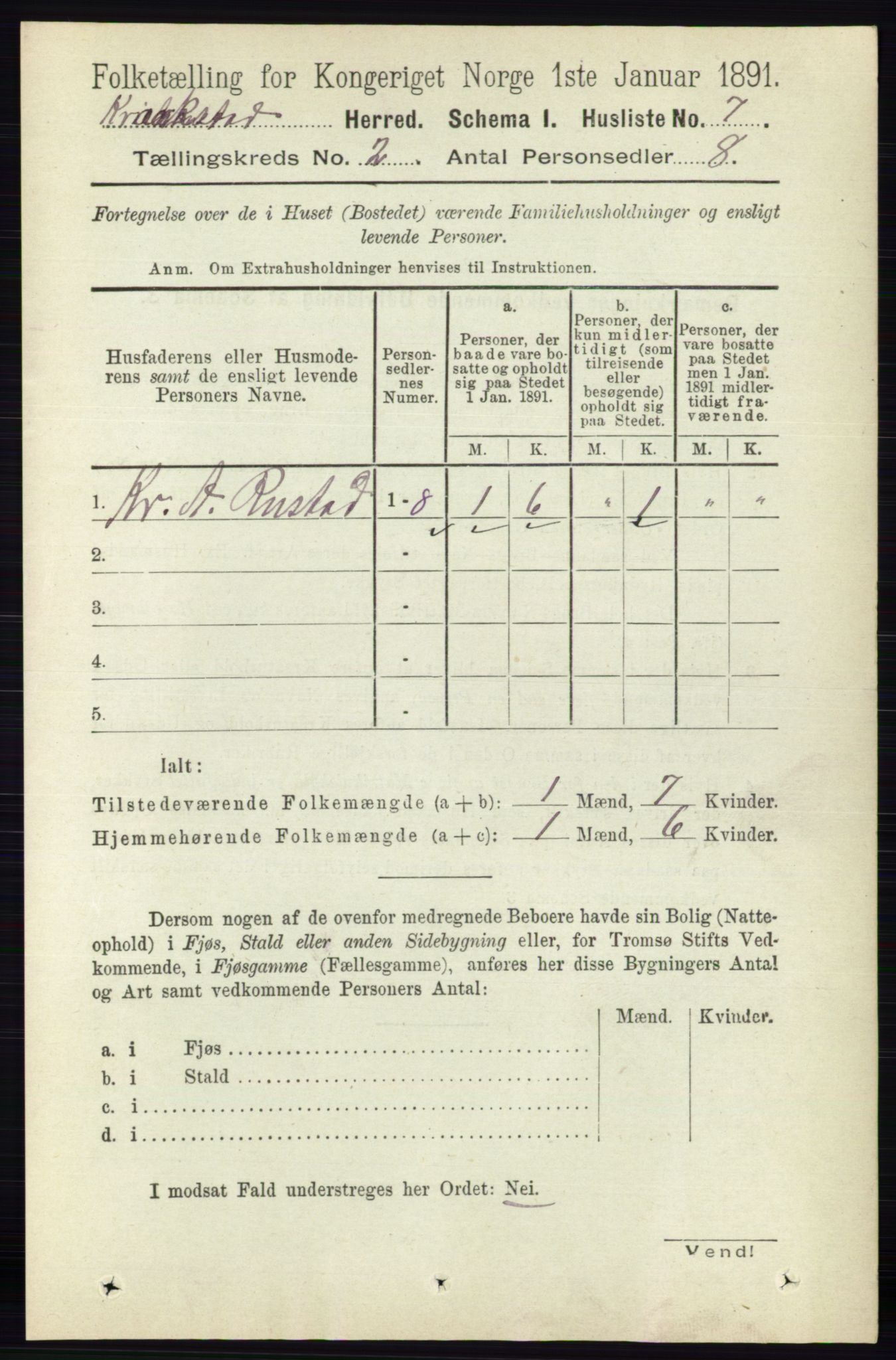 RA, 1891 census for 0212 Kråkstad, 1891, p. 681