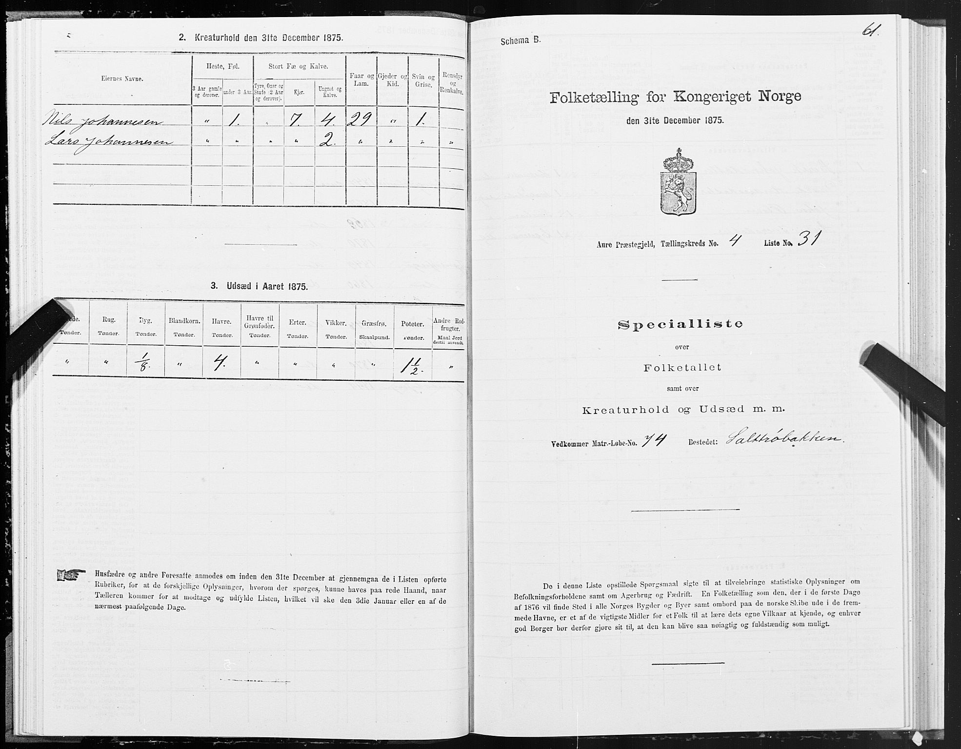 SAT, 1875 census for 1569P Aure, 1875, p. 4061