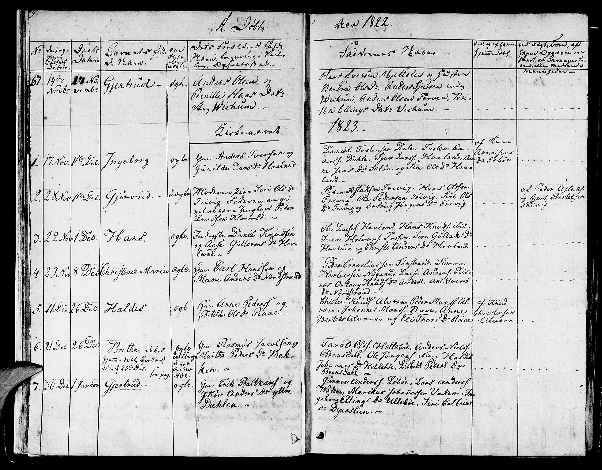 Lavik sokneprestembete, SAB/A-80901: Parish register (official) no. A 2I, 1821-1842, p. 9