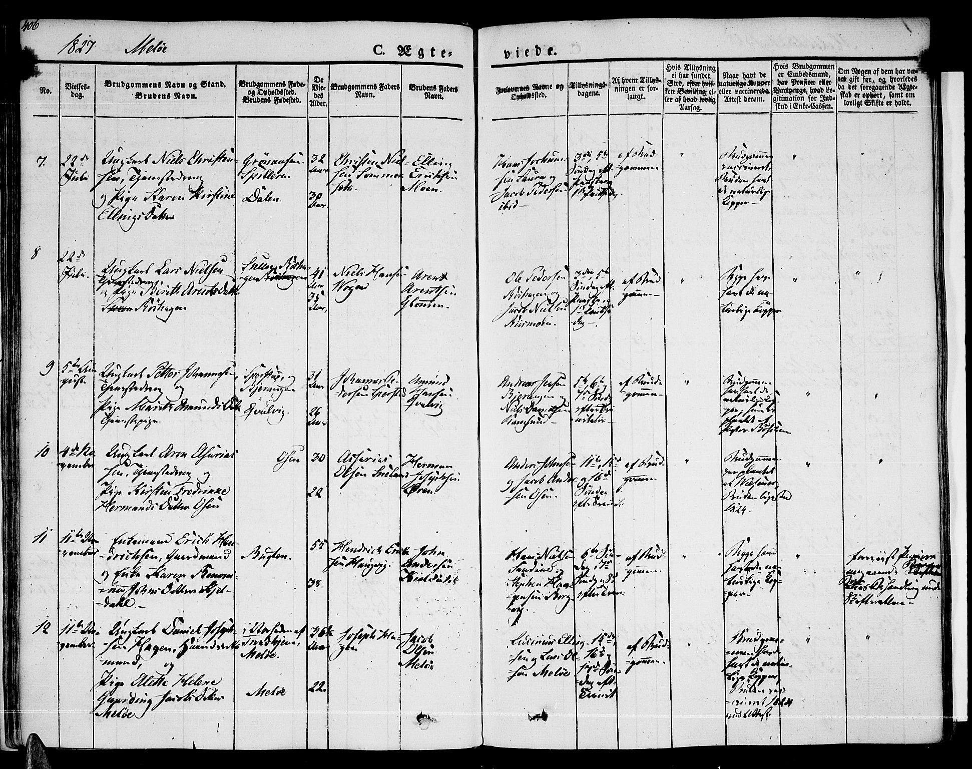Ministerialprotokoller, klokkerbøker og fødselsregistre - Nordland, SAT/A-1459/841/L0600: Parish register (official) no. 841A07 /2, 1824-1843, p. 406