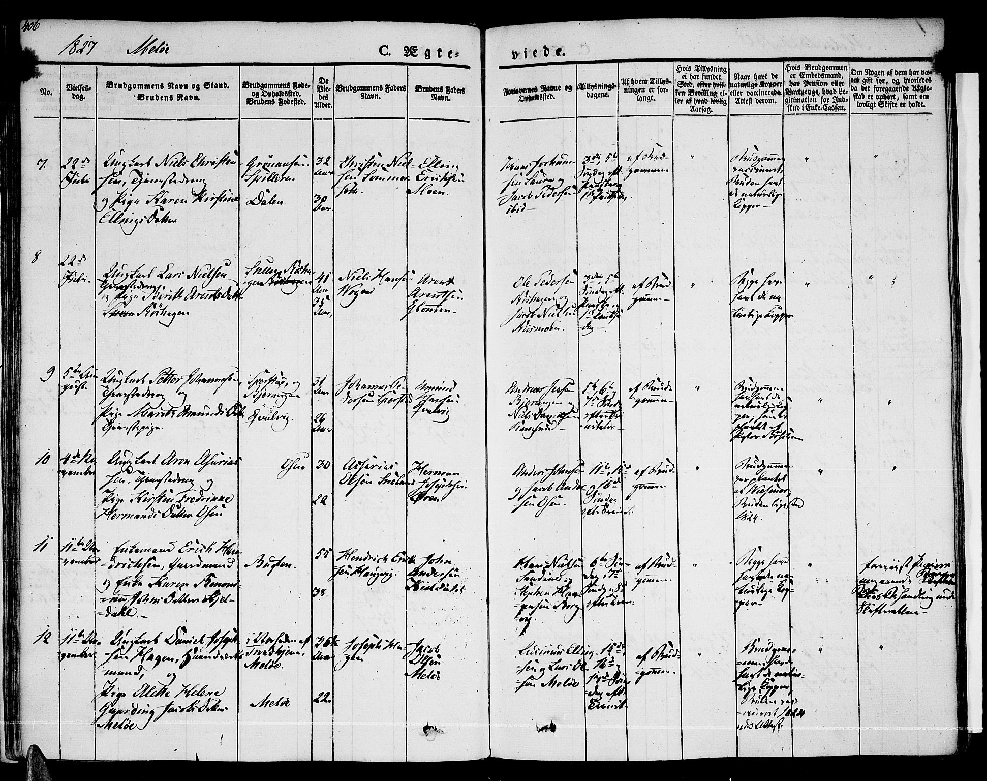 Ministerialprotokoller, klokkerbøker og fødselsregistre - Nordland, AV/SAT-A-1459/841/L0600: Parish register (official) no. 841A07 /2, 1824-1843, p. 406