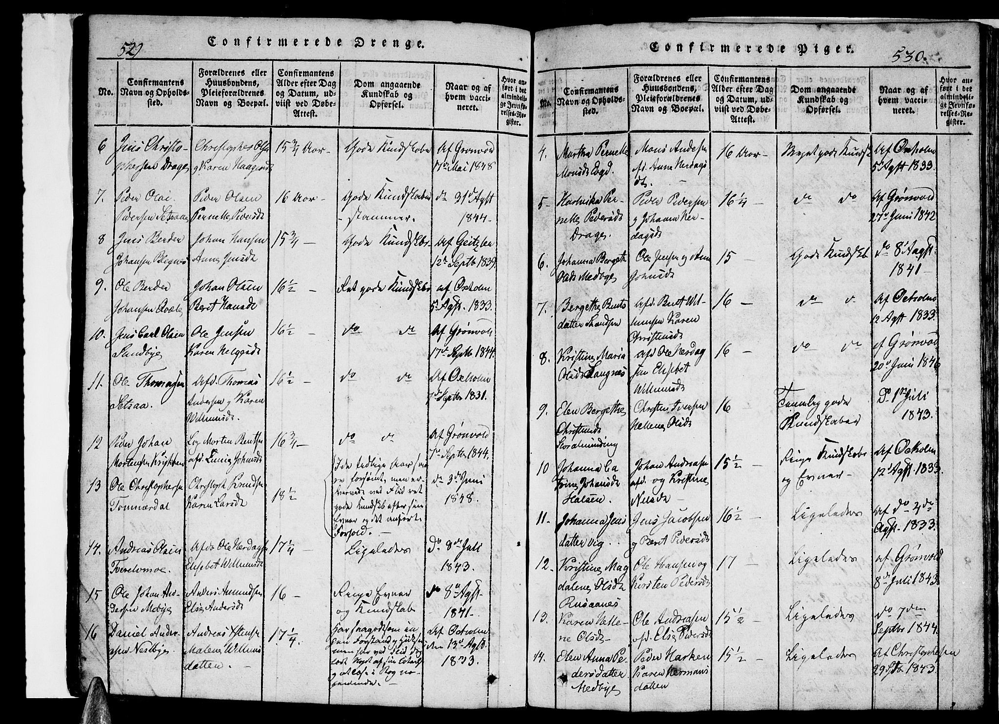 Ministerialprotokoller, klokkerbøker og fødselsregistre - Nordland, SAT/A-1459/847/L0676: Parish register (copy) no. 847C04, 1821-1853, p. 529-530