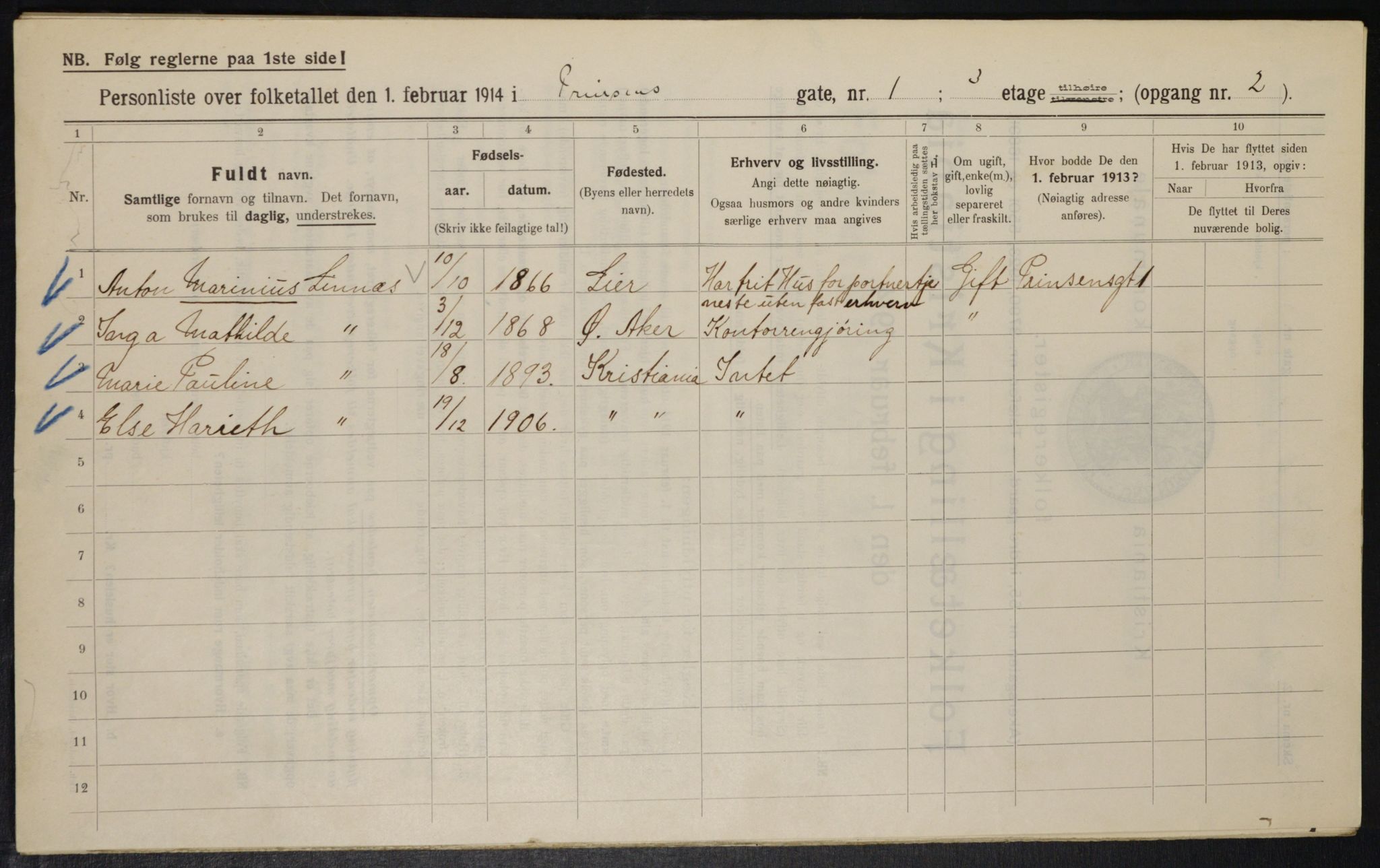 OBA, Municipal Census 1914 for Kristiania, 1914, p. 81247