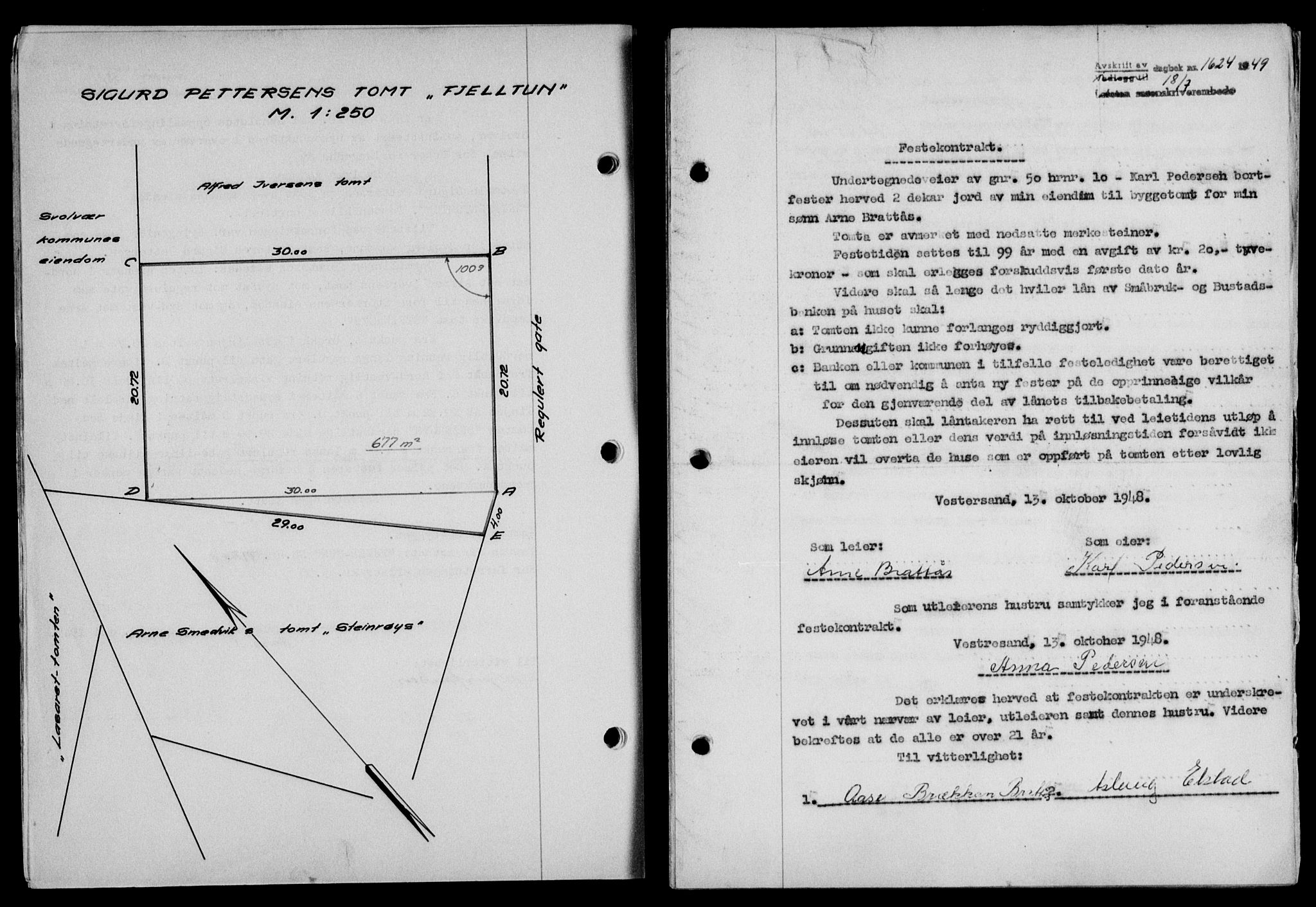 Lofoten sorenskriveri, SAT/A-0017/1/2/2C/L0021a: Mortgage book no. 21a, 1949-1949, Diary no: : 1624/1949