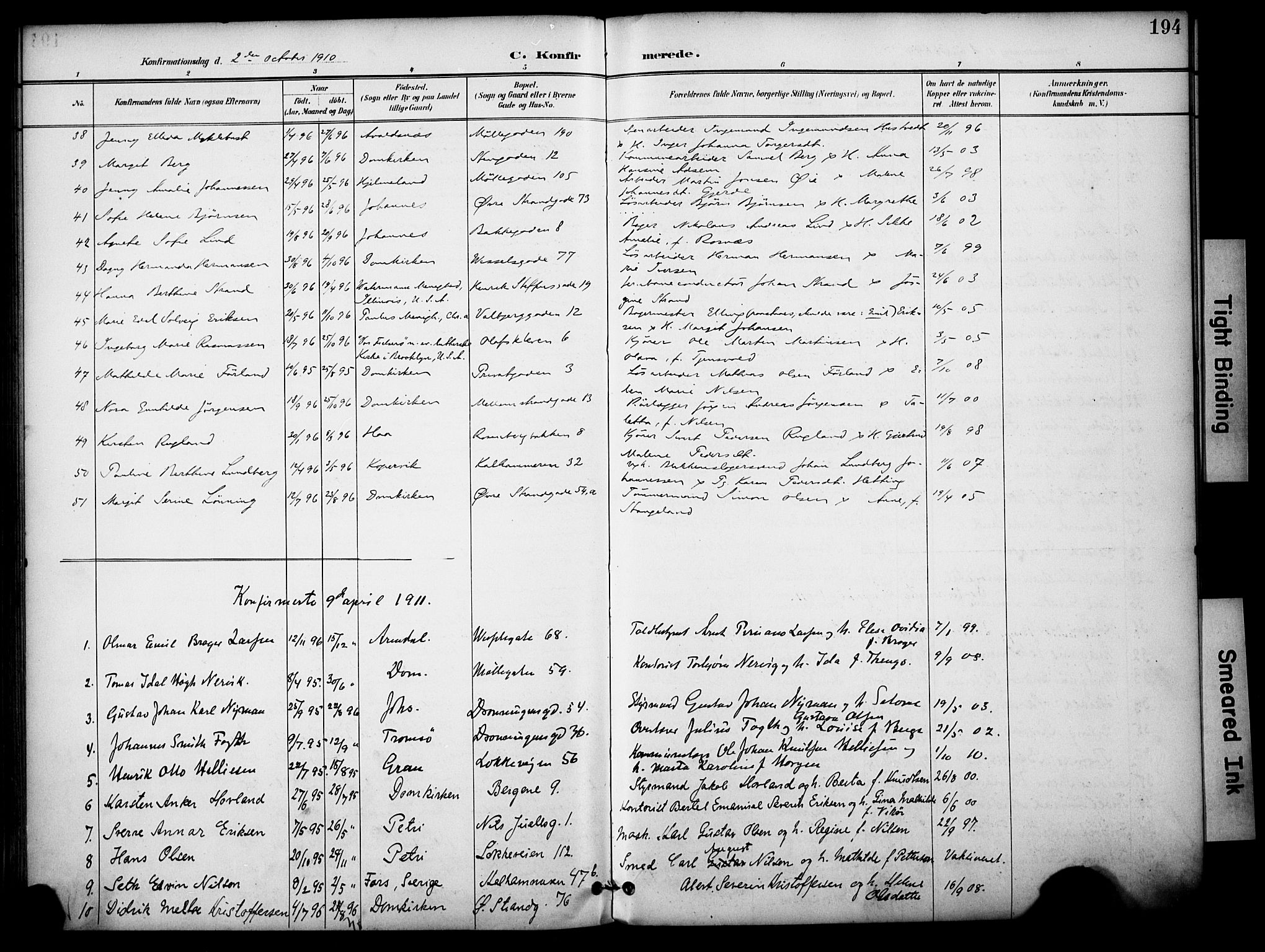 Domkirken sokneprestkontor, SAST/A-101812/001/30/30BA/L0031: Parish register (official) no. A 30, 1896-1916, p. 194