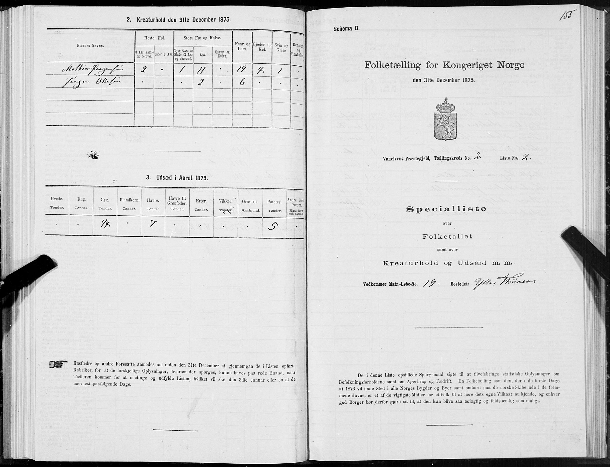 SAT, 1875 census for 1511P Vanylven, 1875, p. 1155