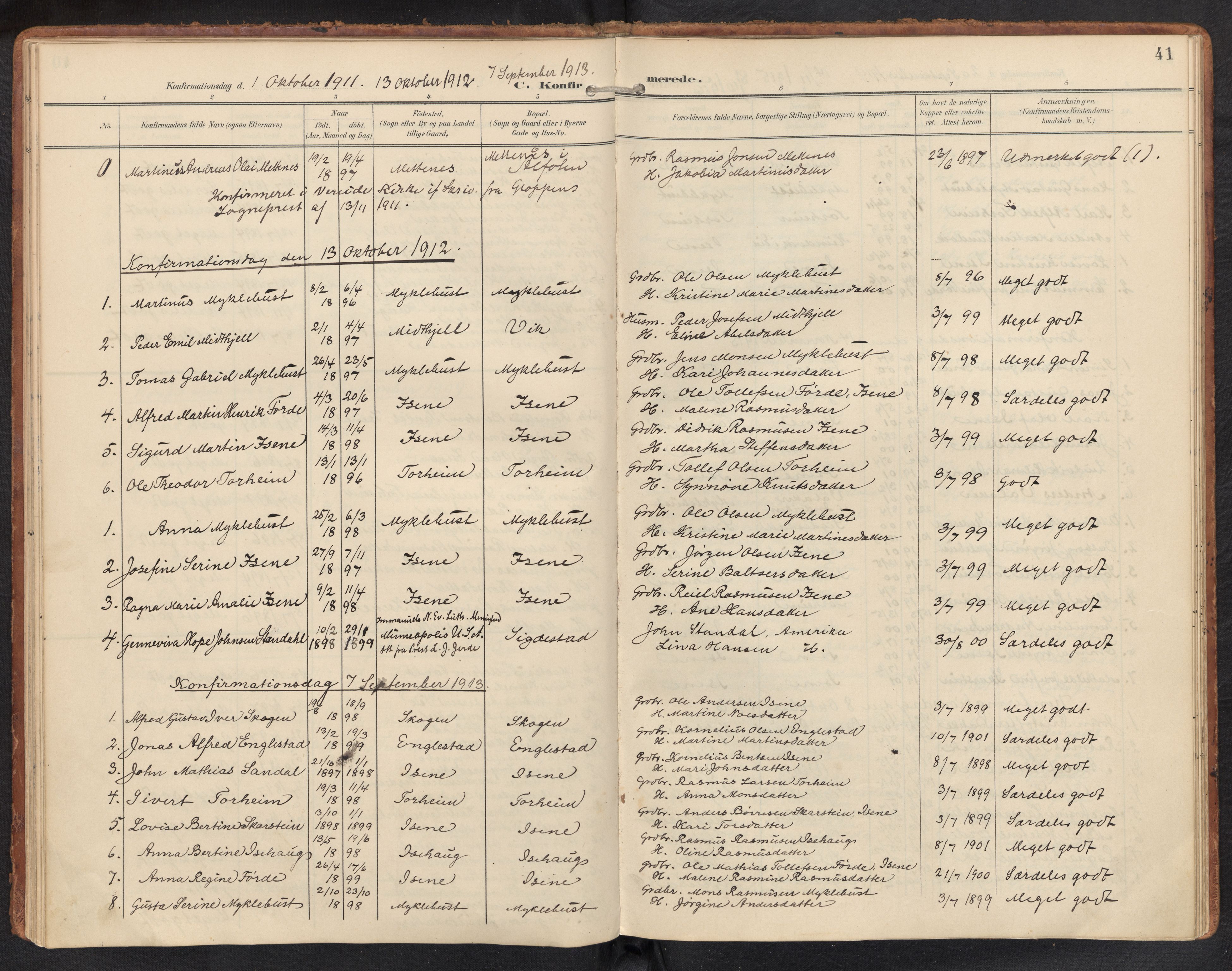 Davik sokneprestembete, SAB/A-79701/H/Haa/Haae/L0002: Parish register (official) no. E 2, 1901-1937, p. 40b-41a