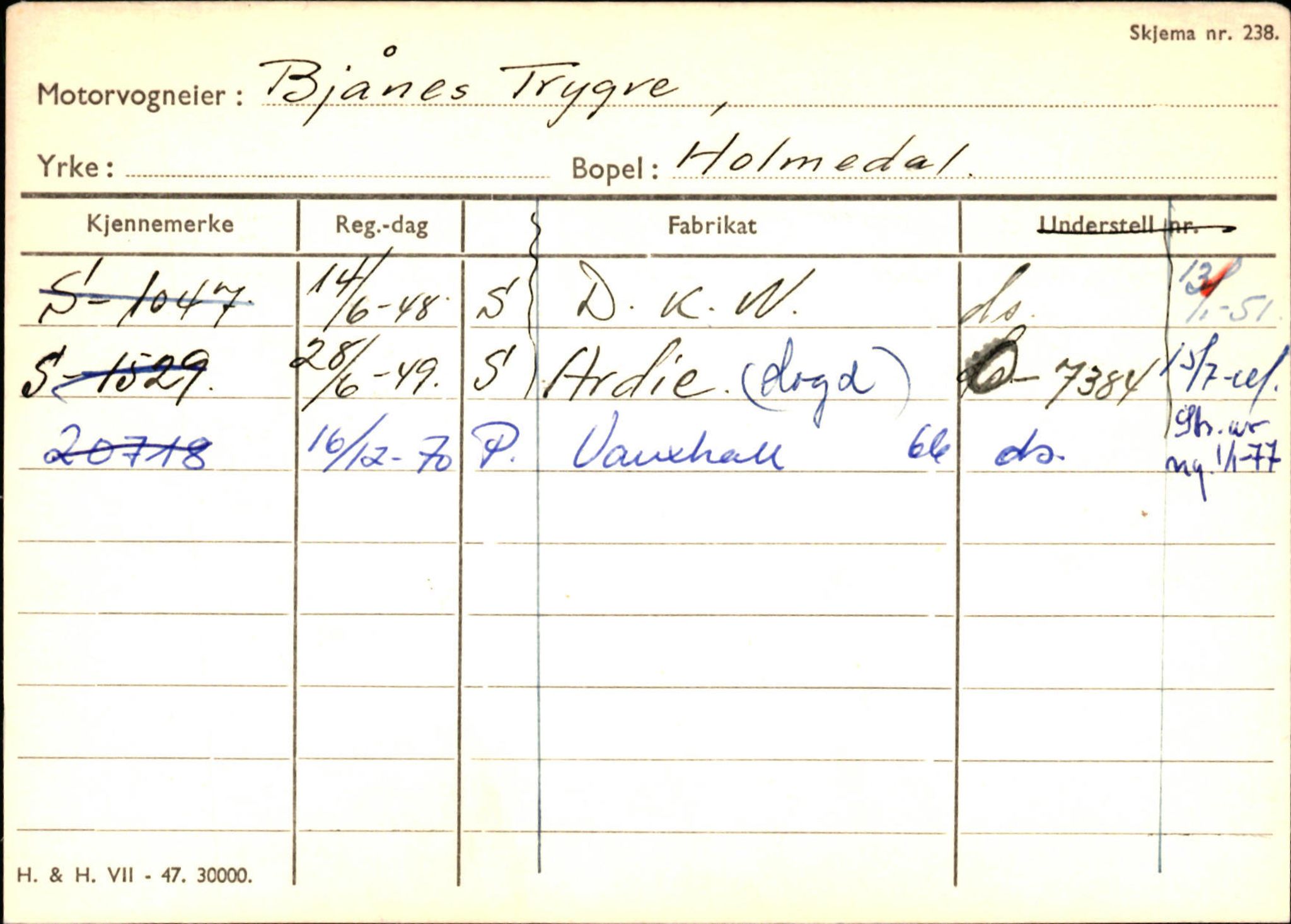 Statens vegvesen, Sogn og Fjordane vegkontor, AV/SAB-A-5301/4/F/L0125: Eigarregister Sogndal V-Å. Aurland A-Å. Fjaler A-N, 1945-1975, p. 1462