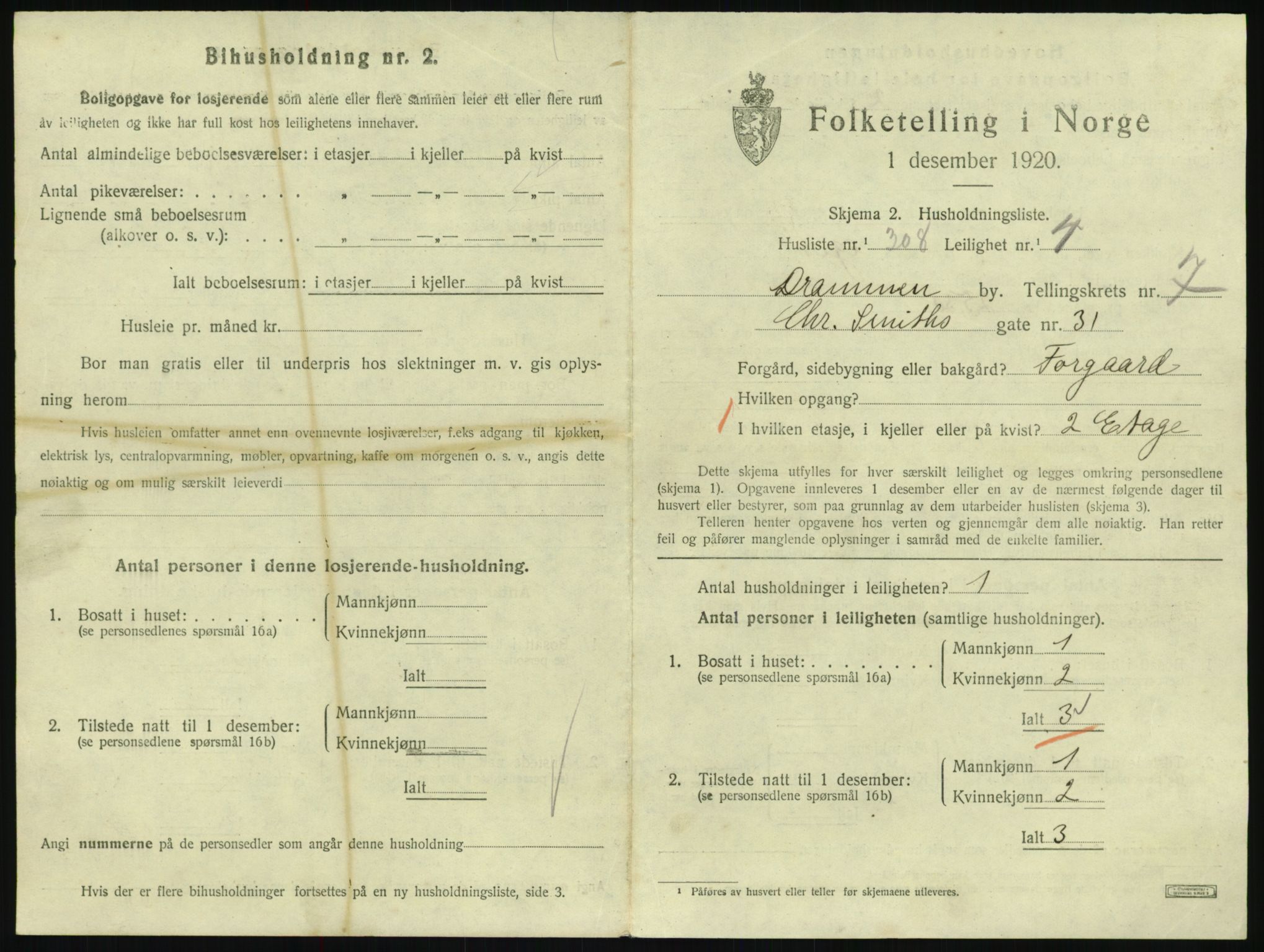 SAKO, 1920 census for Drammen, 1920, p. 13945