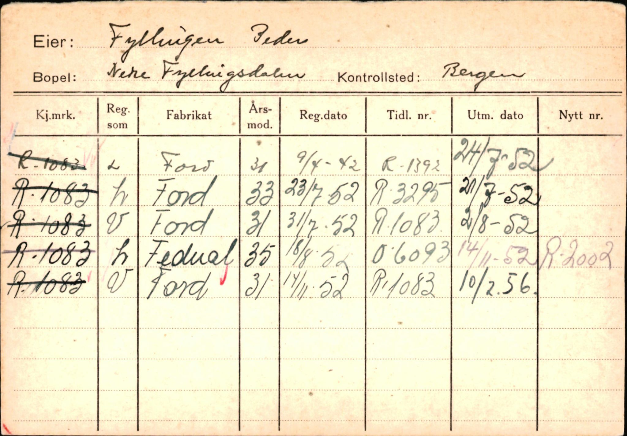 Statens vegvesen, Hordaland vegkontor, AV/SAB-A-5201/2/Ha/L0015: R-eierkort F-G, 1920-1971, p. 91