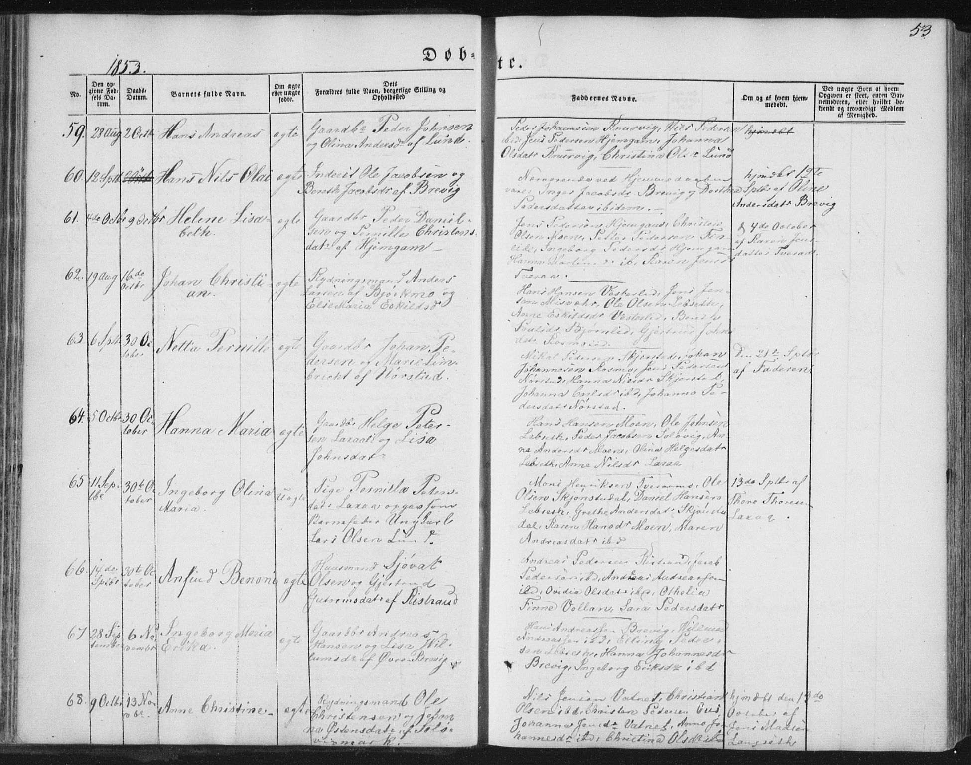 Ministerialprotokoller, klokkerbøker og fødselsregistre - Nordland, AV/SAT-A-1459/852/L0738: Parish register (official) no. 852A08, 1849-1865, p. 53