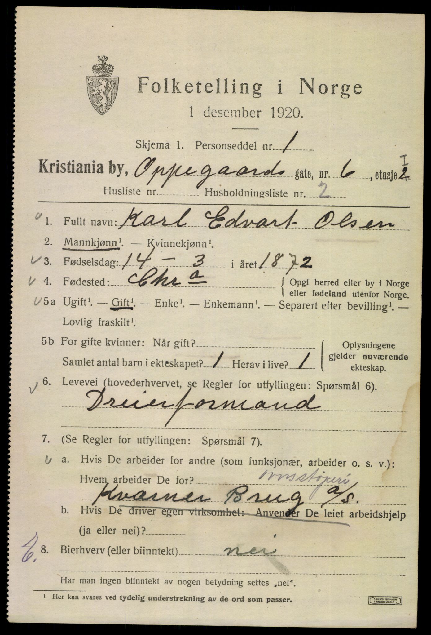 SAO, 1920 census for Kristiania, 1920, p. 434877