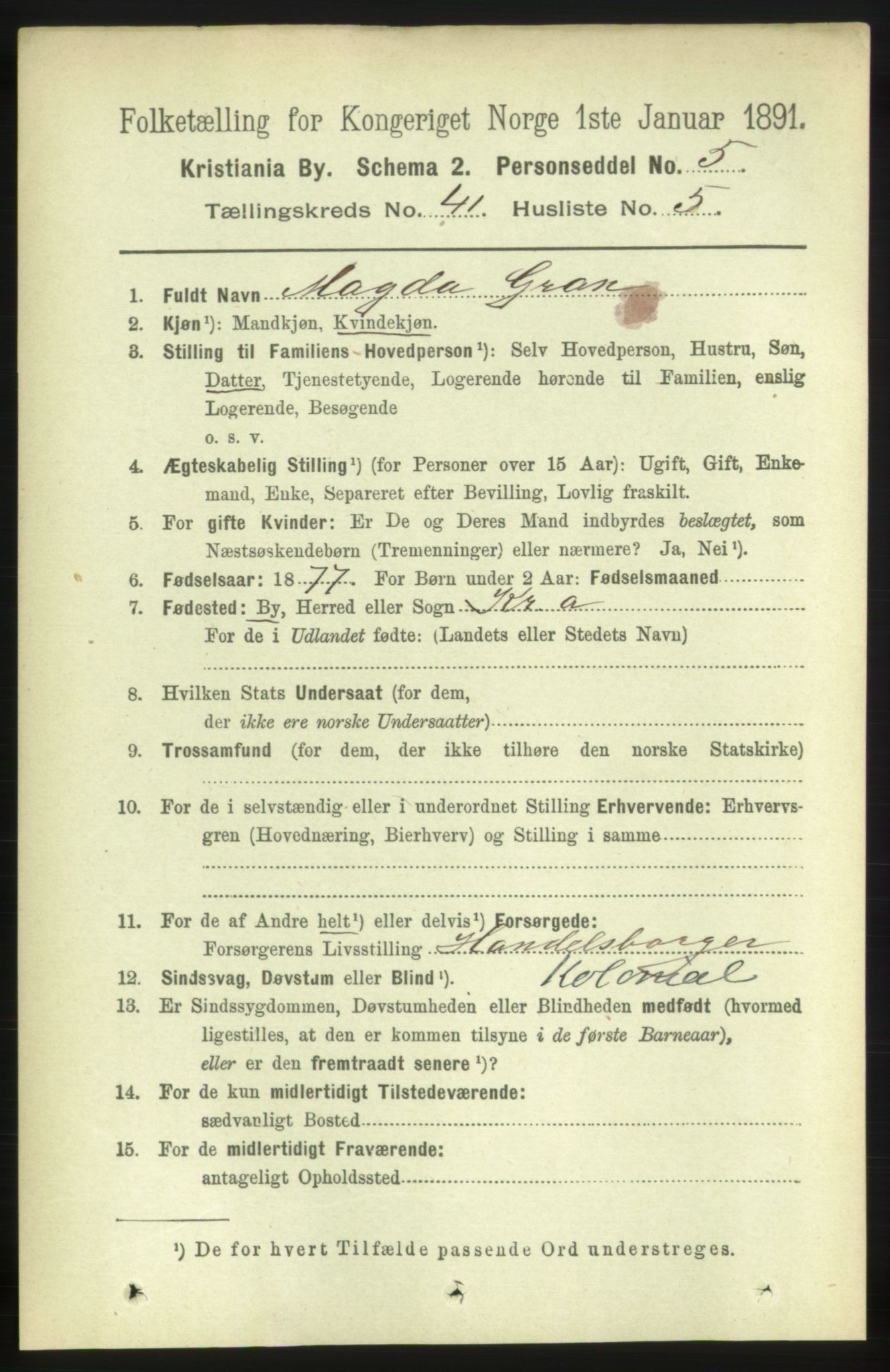 RA, 1891 census for 0301 Kristiania, 1891, p. 24082