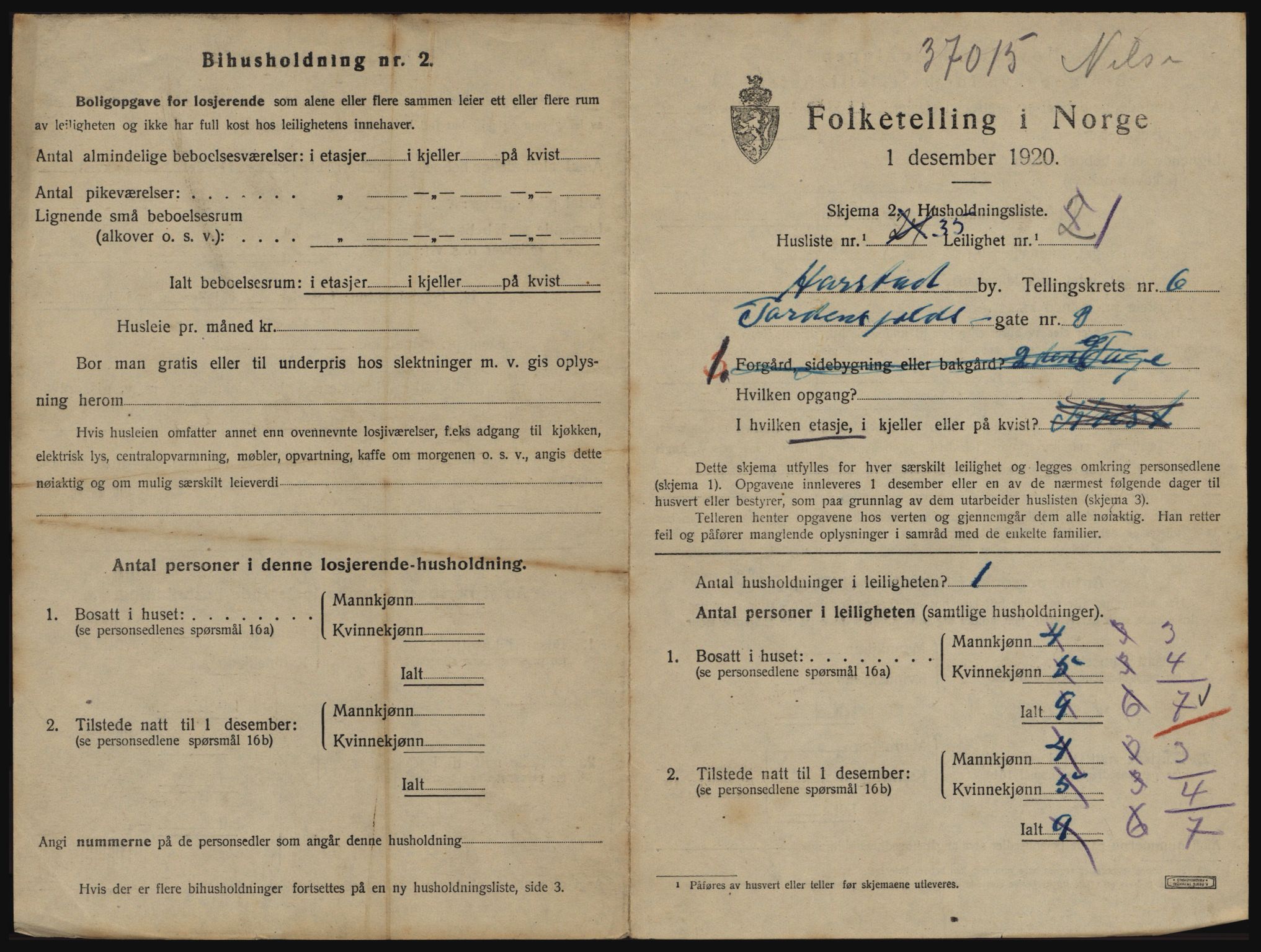 SATØ, 1920 census for Harstad, 1920, p. 2003