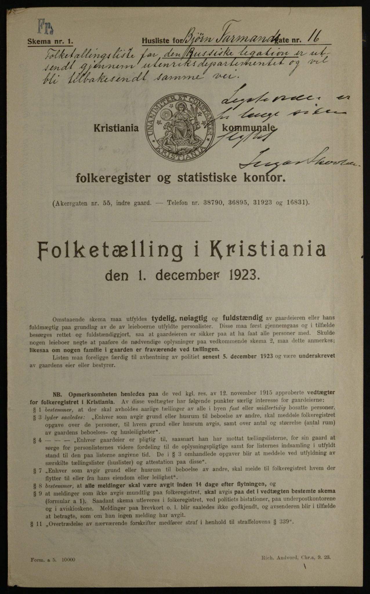 OBA, Municipal Census 1923 for Kristiania, 1923, p. 7746