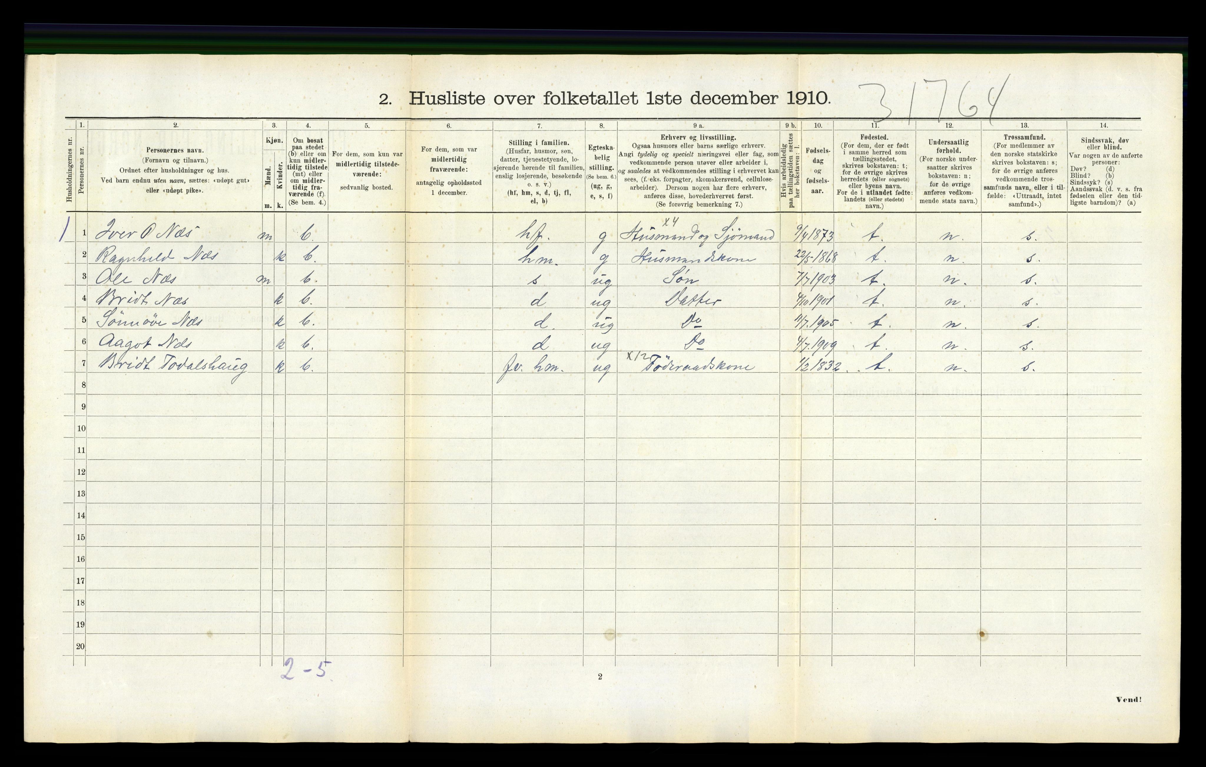 RA, 1910 census for Stangvik, 1910, p. 595