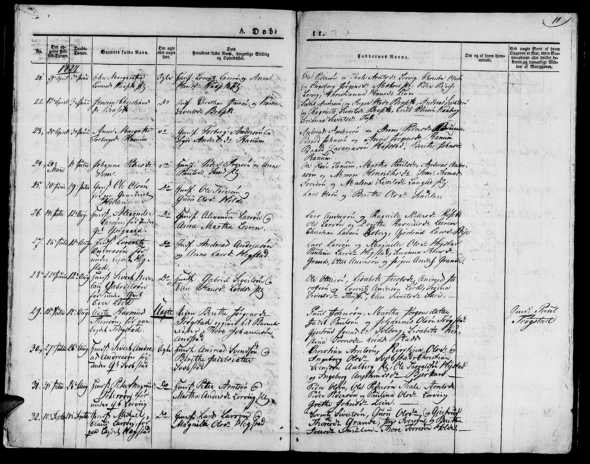 Ministerialprotokoller, klokkerbøker og fødselsregistre - Nord-Trøndelag, AV/SAT-A-1458/735/L0336: Parish register (official) no. 735A05 /1, 1825-1835, p. 11